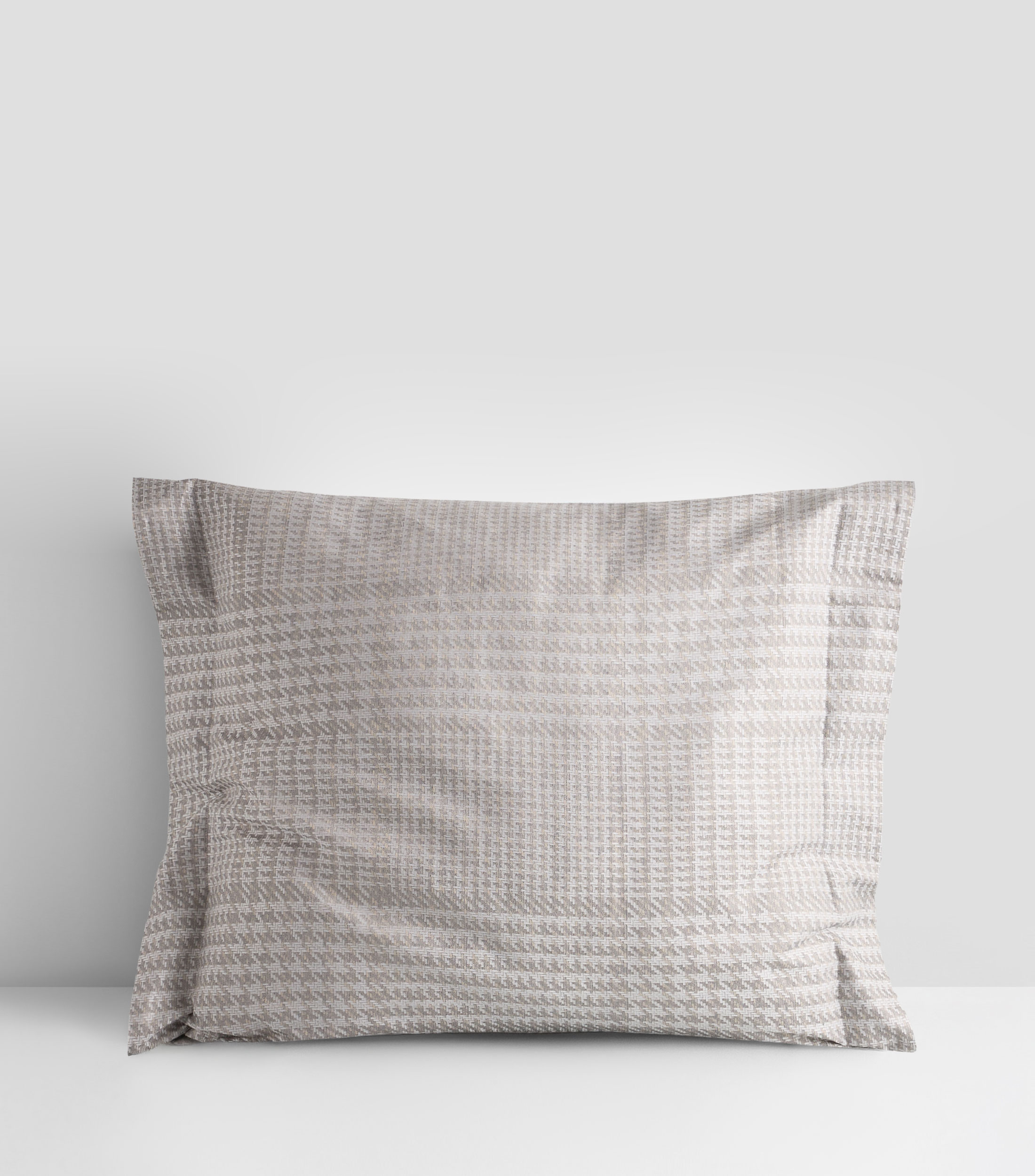 Funda para almohada euro en algodón Pied de Poule Arredo gris con beige