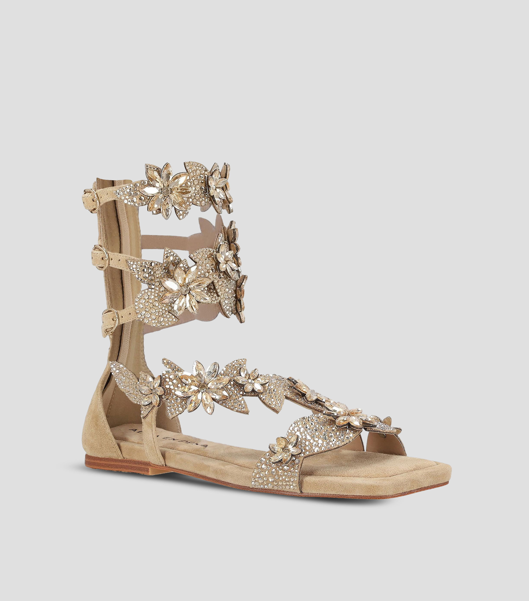 Sandalias con tacón ancho de 2 cm en piel Mujer