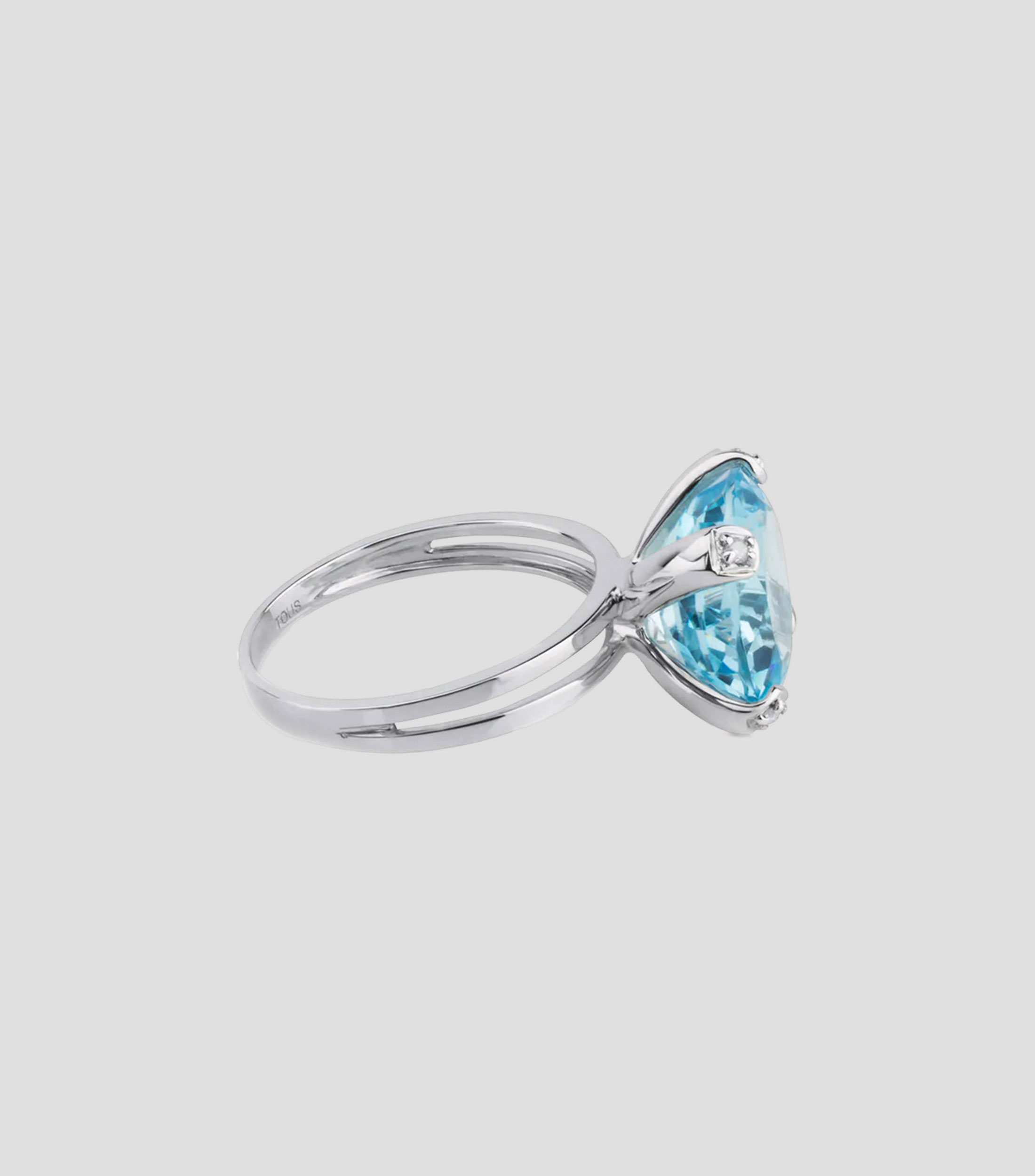 Anillo en oro blanco 18 kilates Color Kings con topacio y diamantes Mujer Talla: 6.5