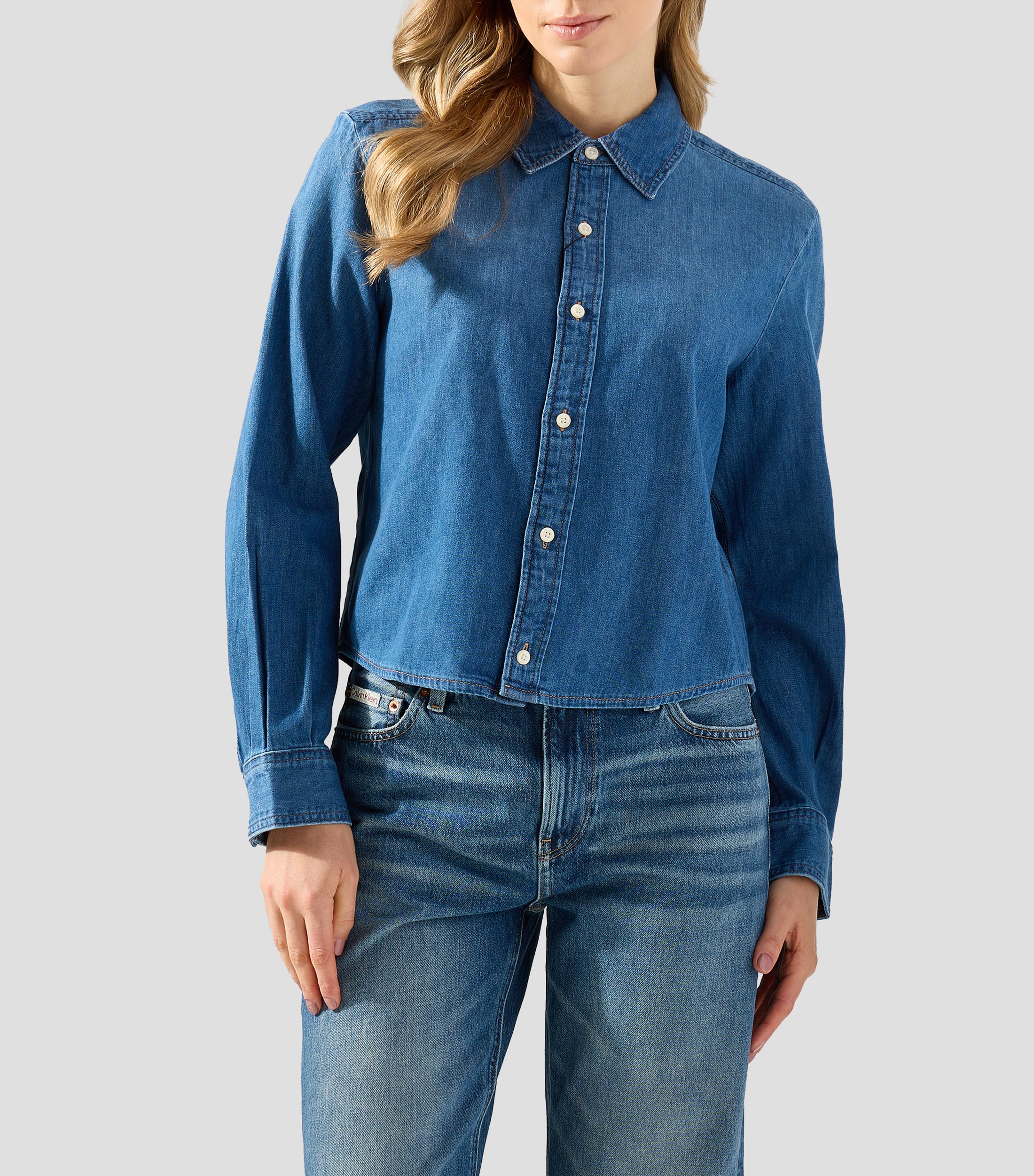 Blusa lisa manga larga Mujer