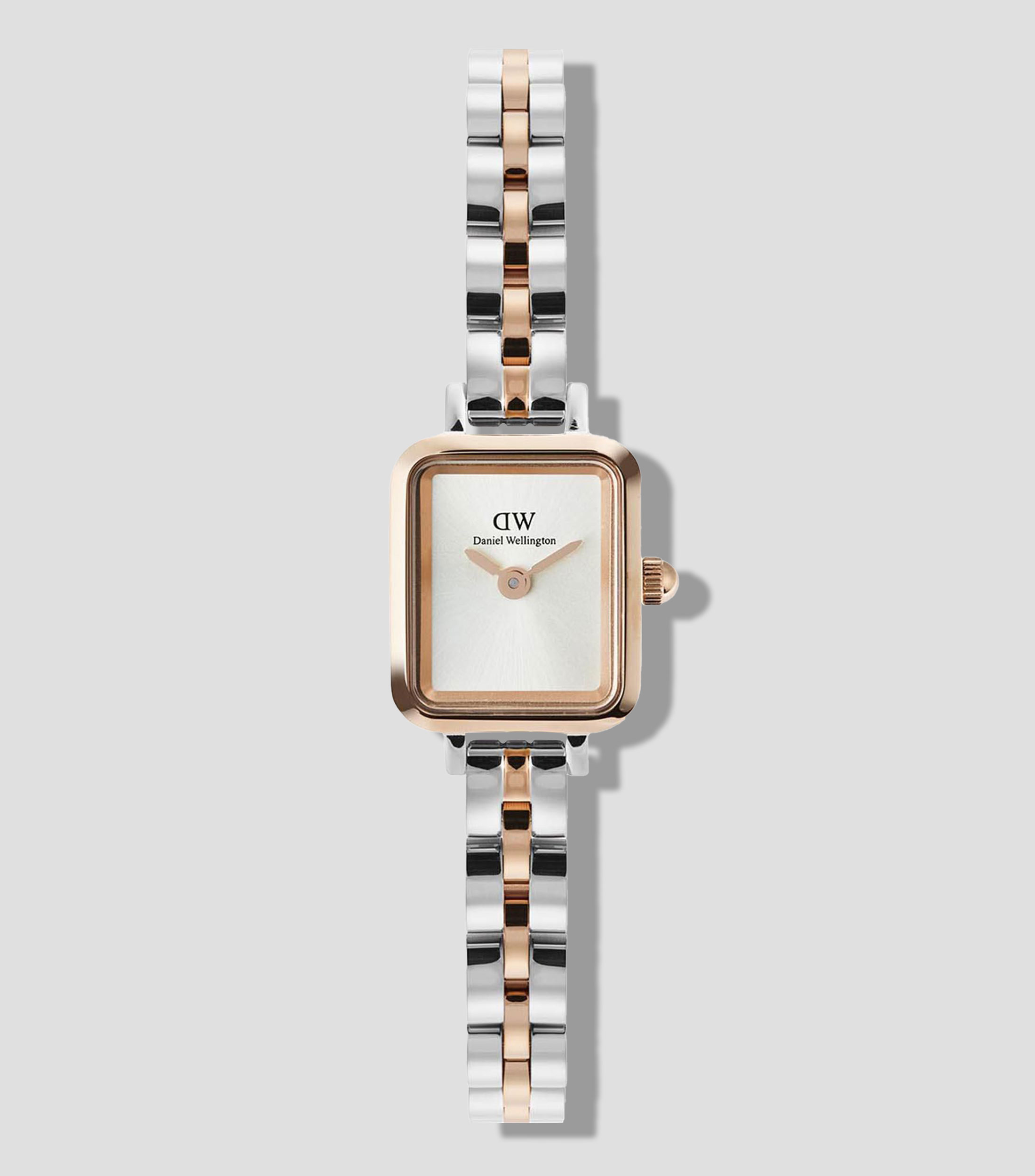 Reloj para mujer Quadro Mini Rect 3 Hands casual, color oro rosa