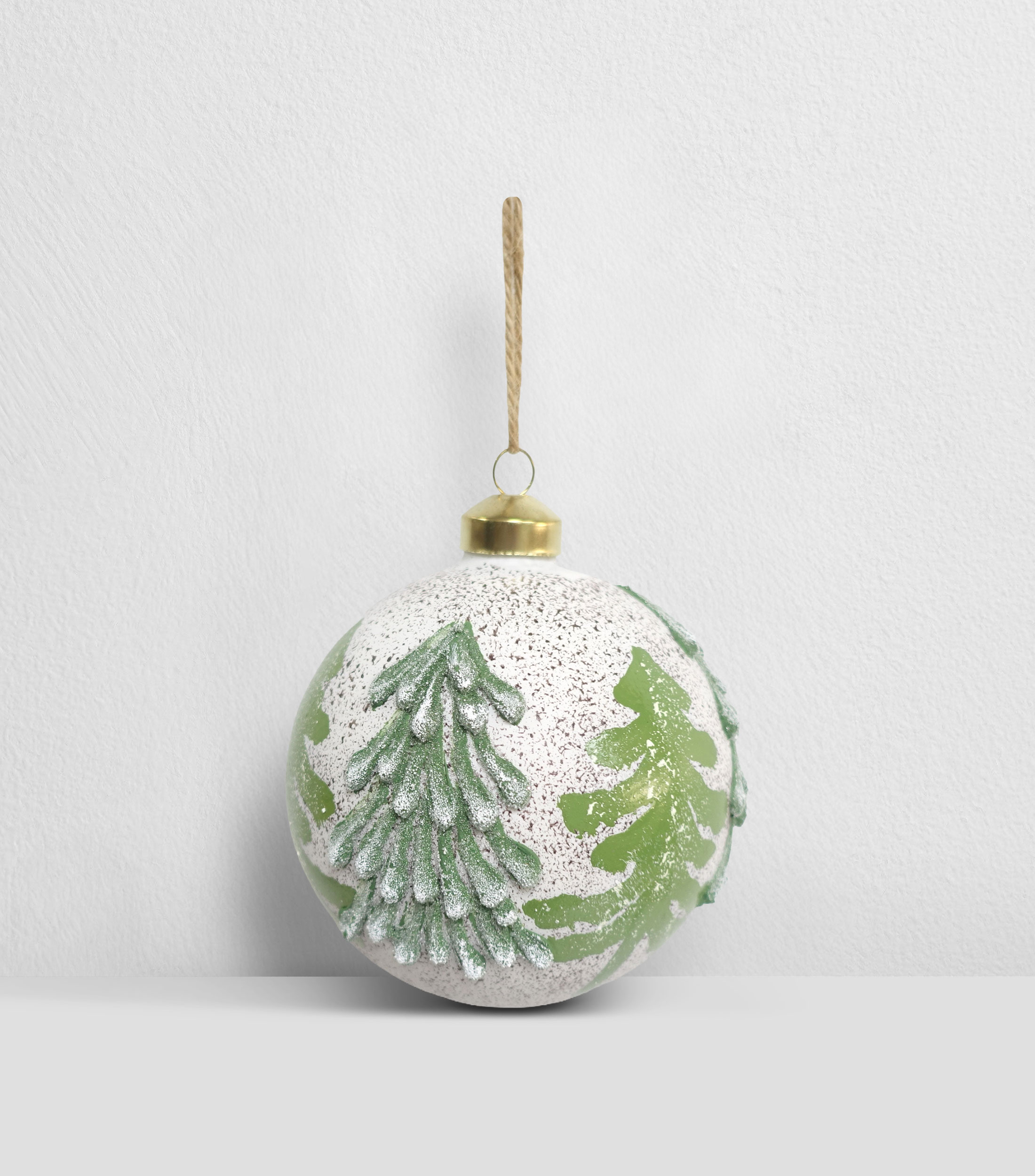 Figura Decorativa Esfera Pinos en Vidrio