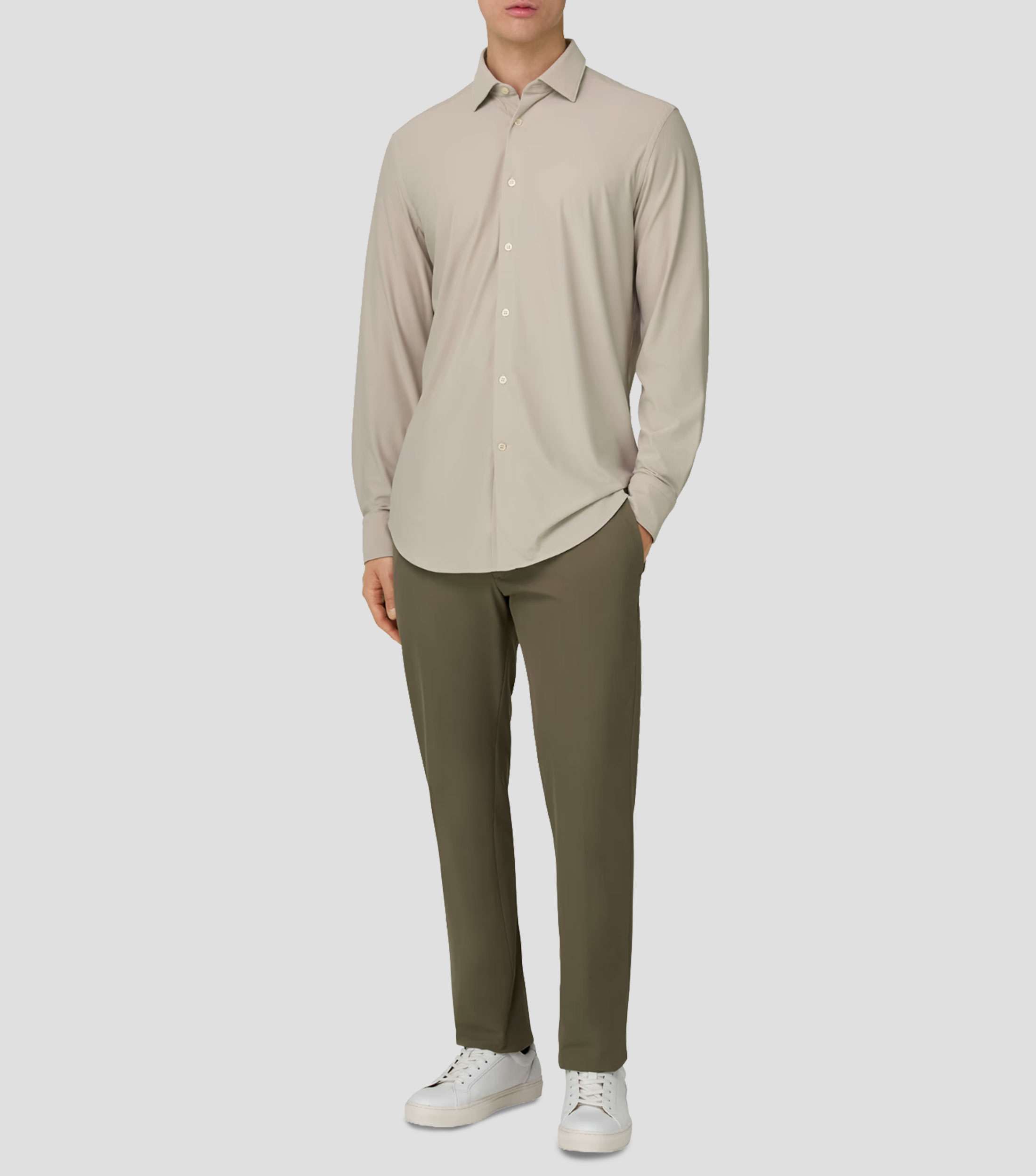Camisa lisa manga larga Hombre