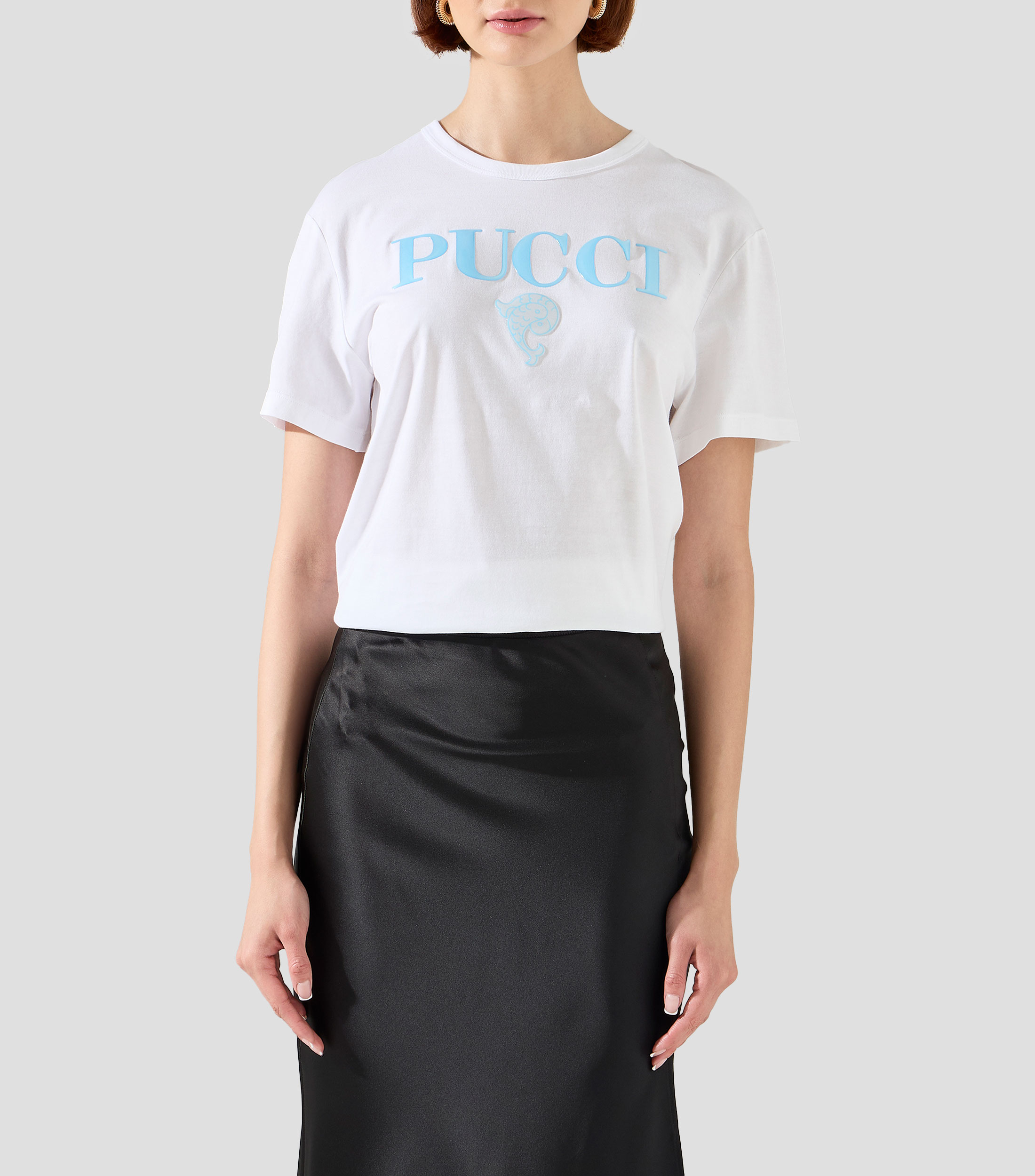 Playera de cuello redondo con manga corta estampada Mujer