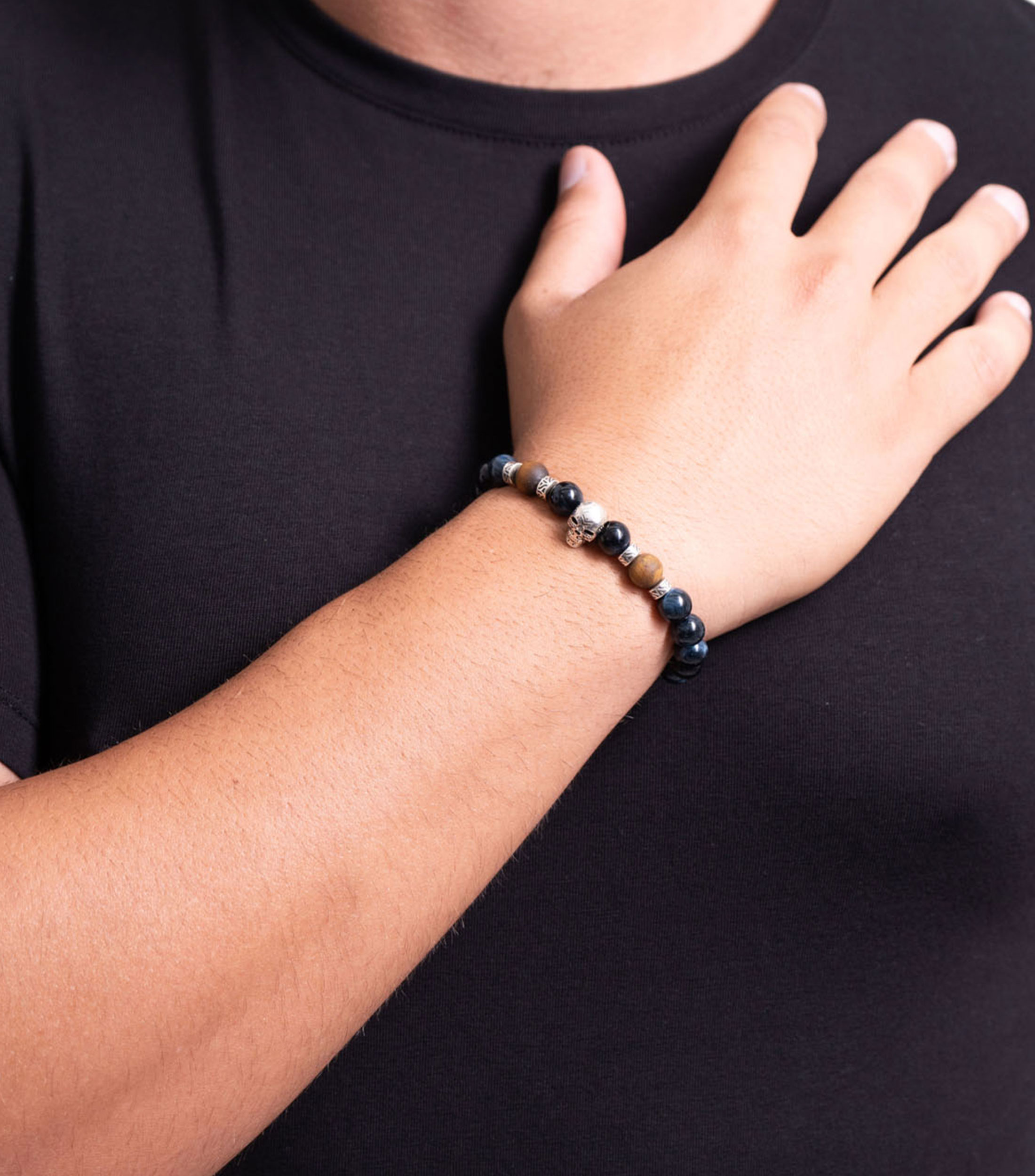 Brazalete con piedra ojo de tigre Hombre