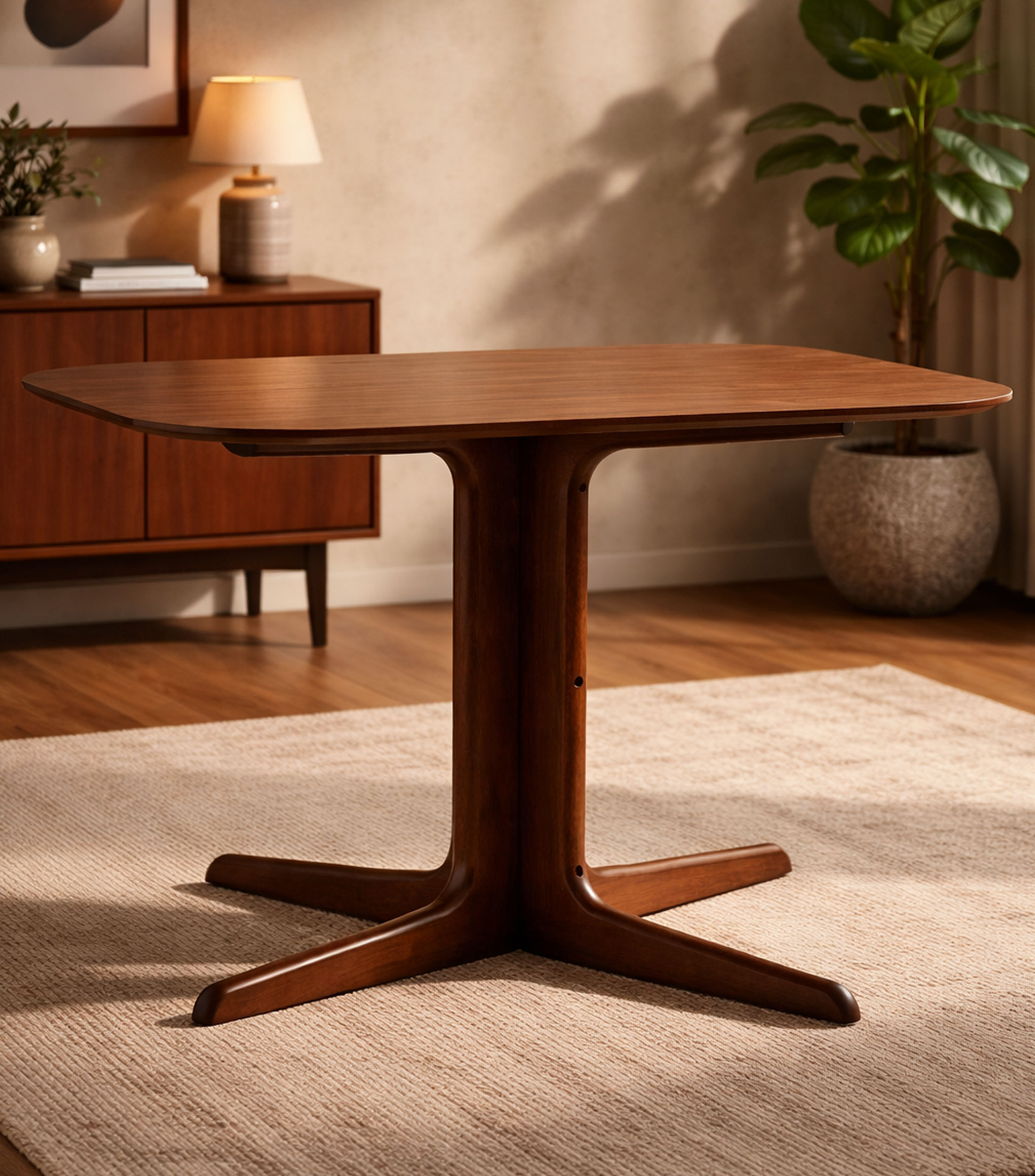 Mesa cuadrada Ness en madera de nogal café