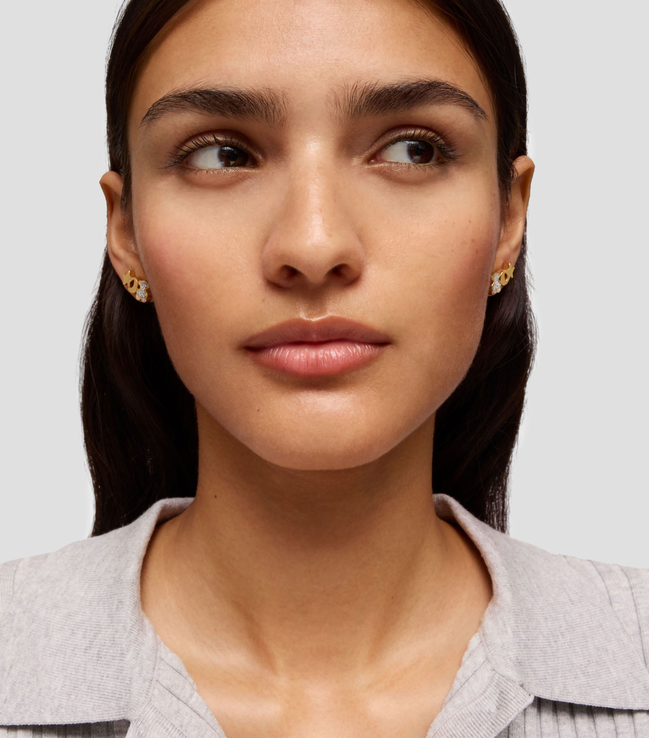 Aretes en plata .925 de oso con diamantes Tous 1950 Mujer