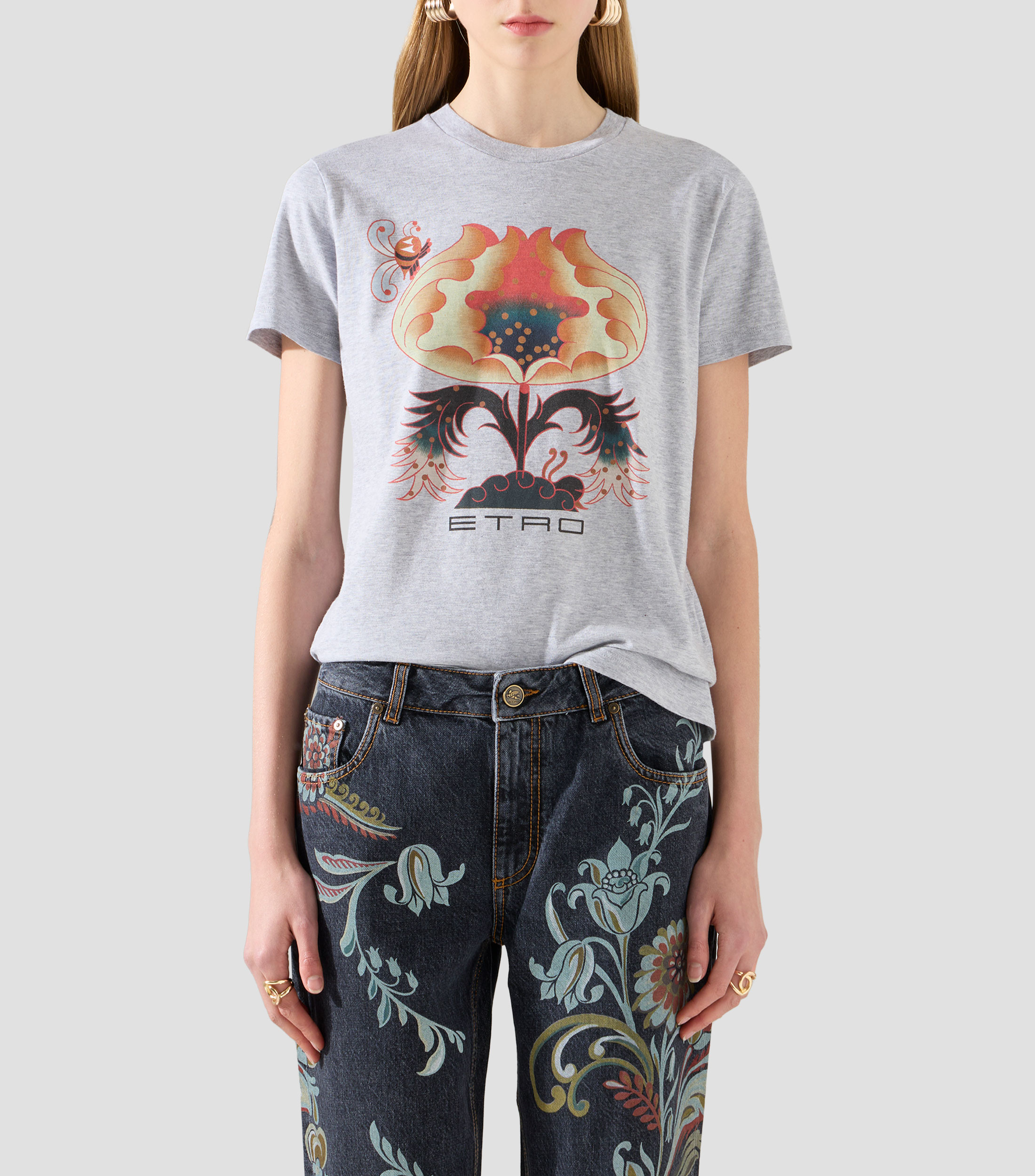 Playera cuello redondo manga corta estampada Mujer