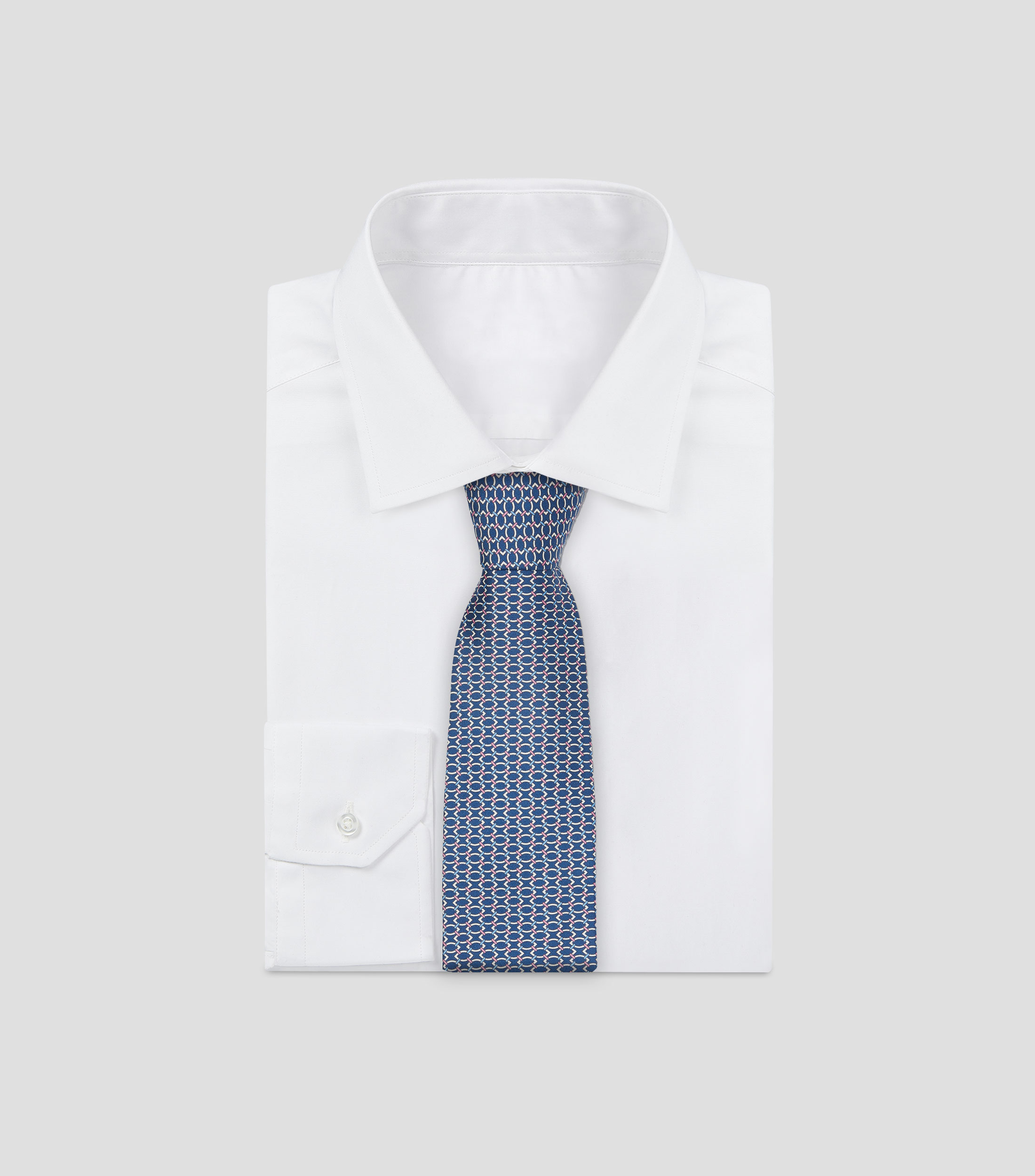 Corbata ancha en seda azul marino estampada