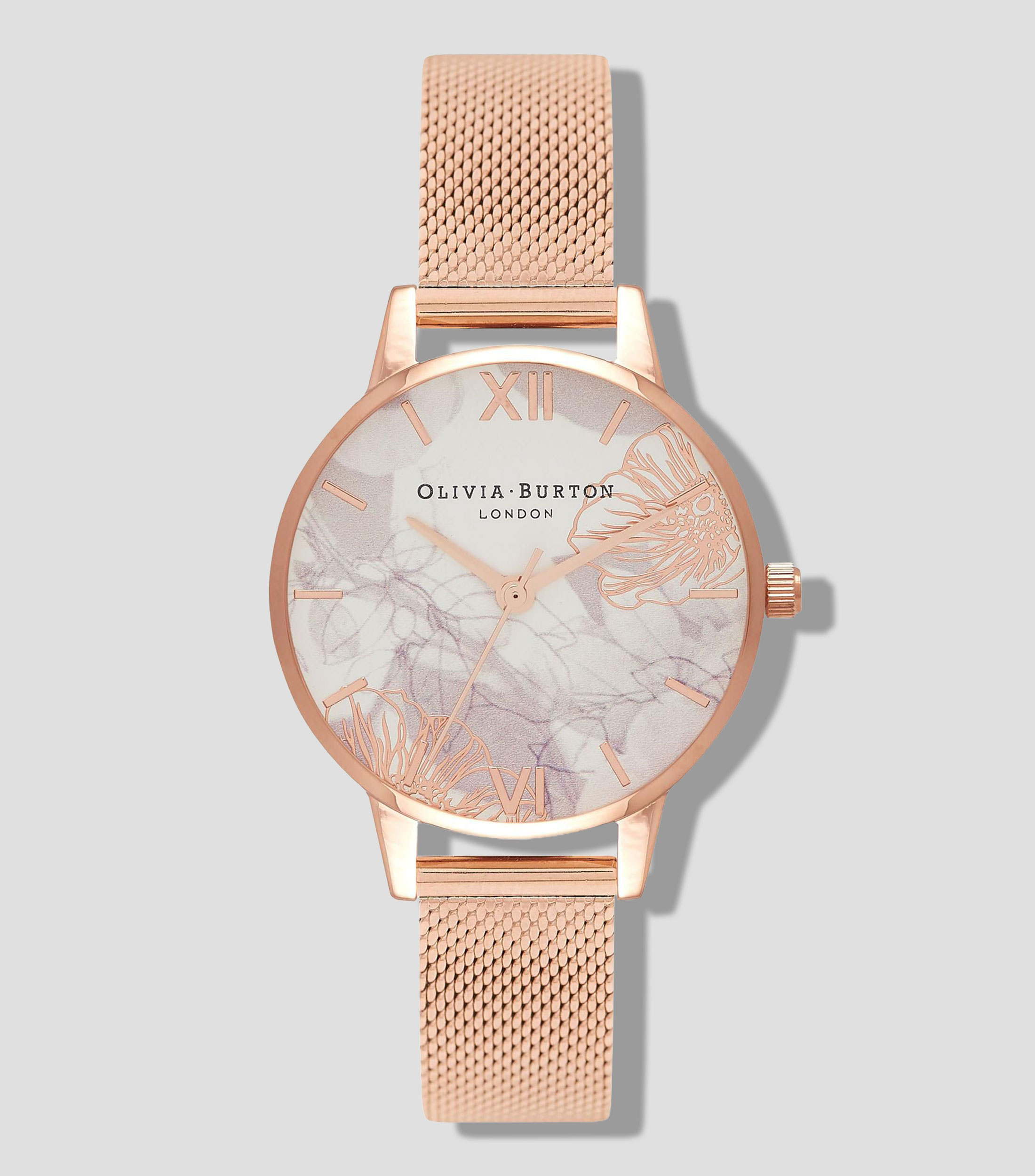 Reloj para Mujer Abstract Florals casual, dorado rosa