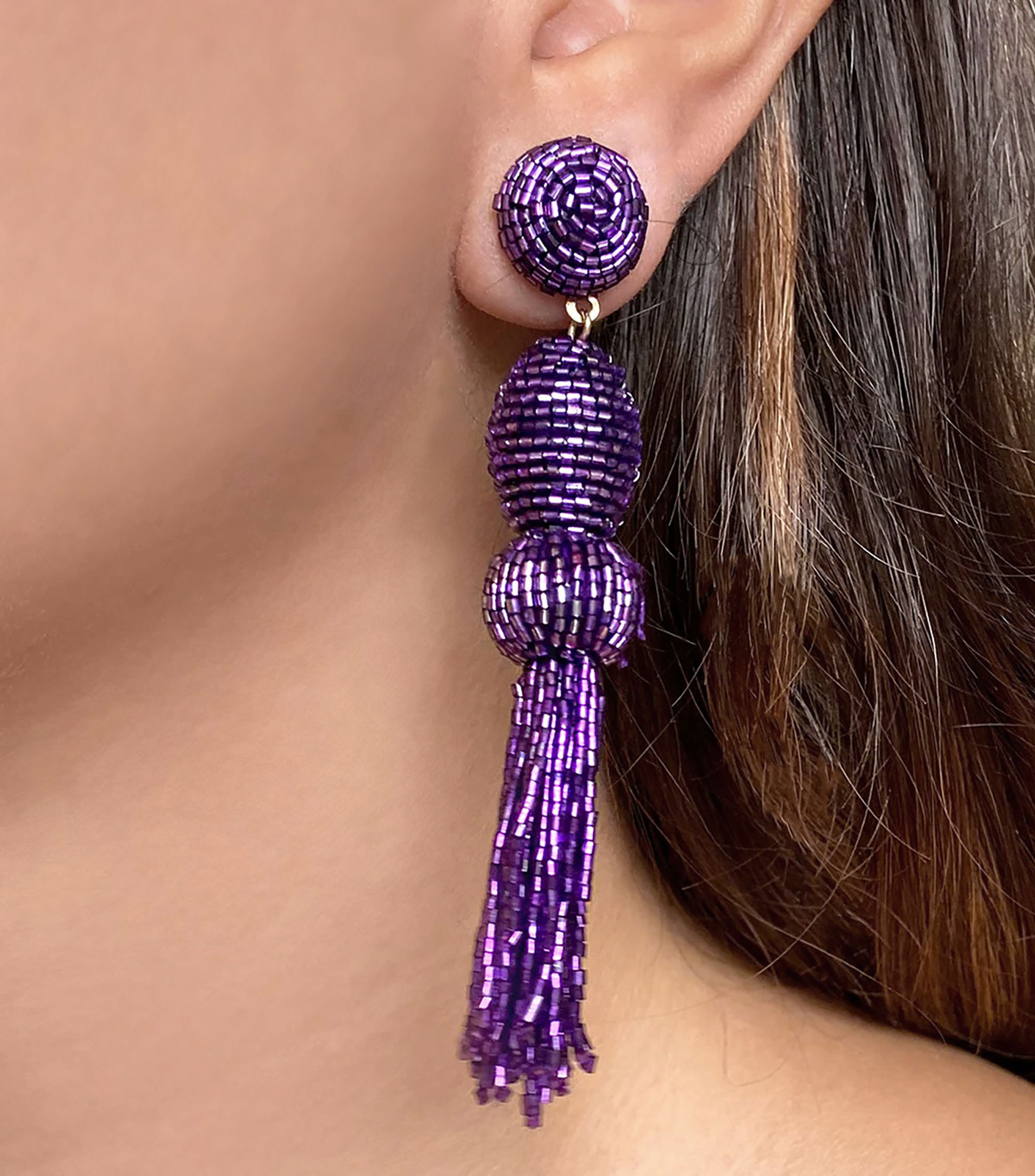 Aretes Multi Pompón Chaquira Mujer
