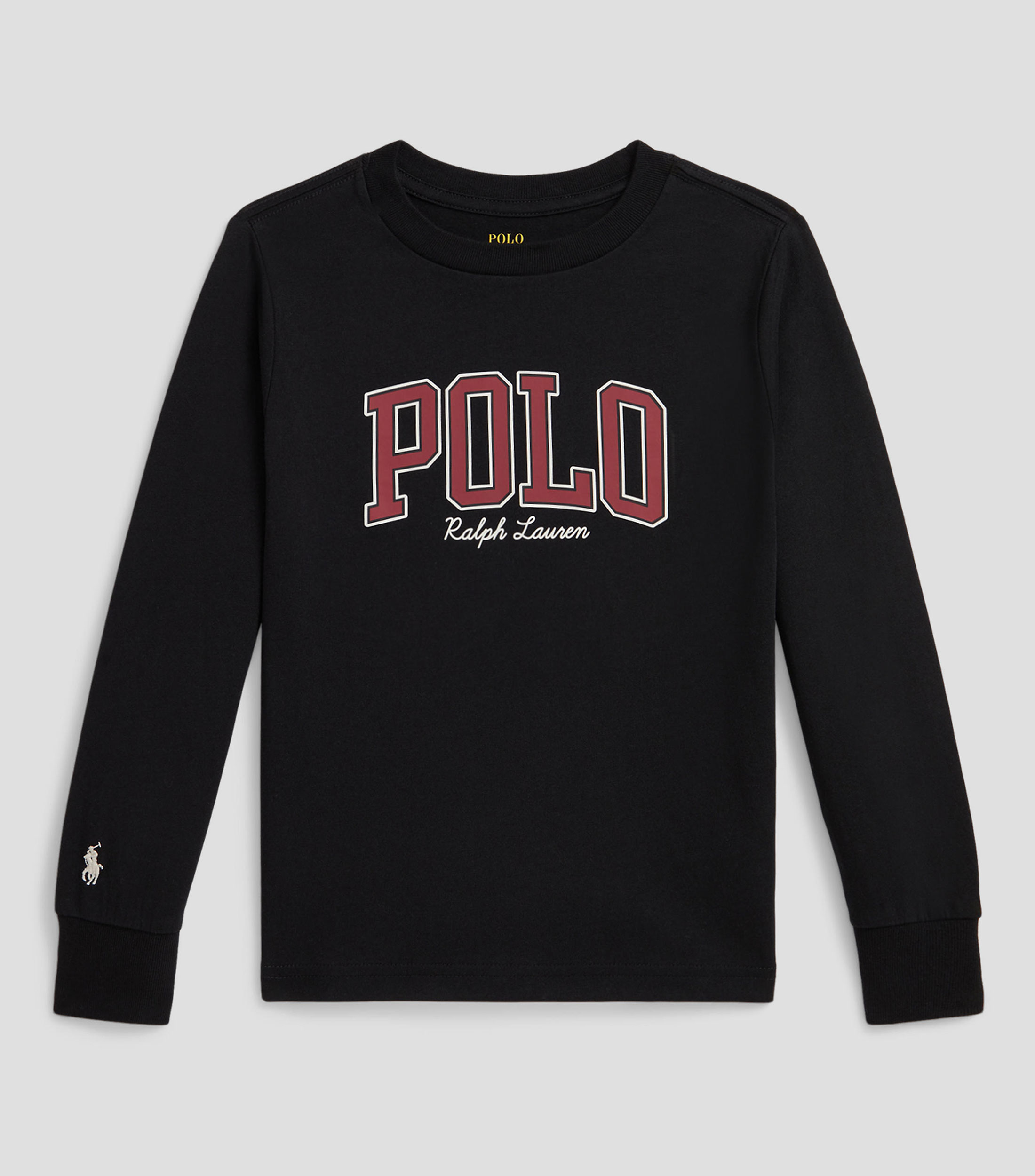 Playera cuello redondo manga larga con logotipo Niño