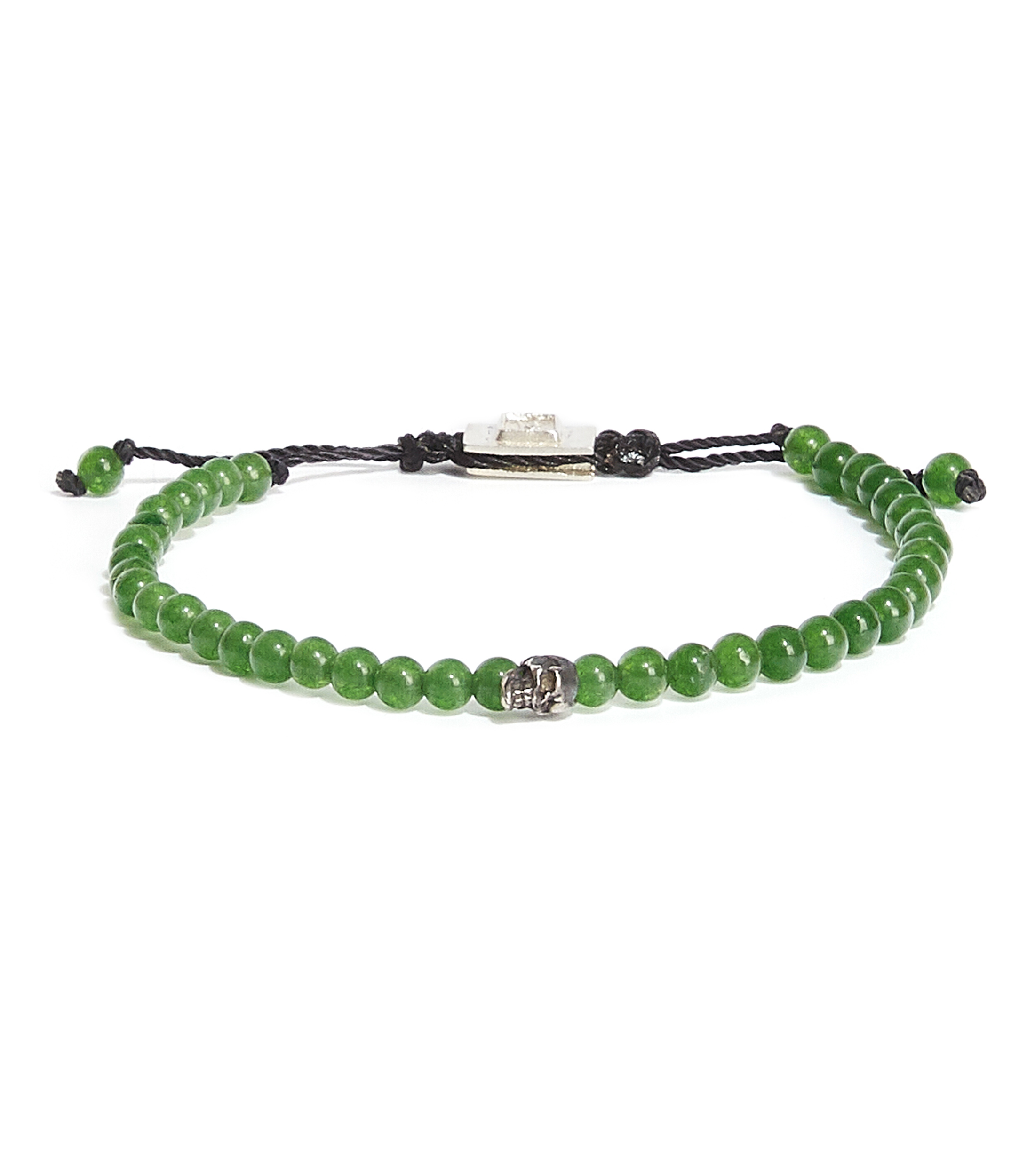 Pulsera ajustable con jade y plata Hombre