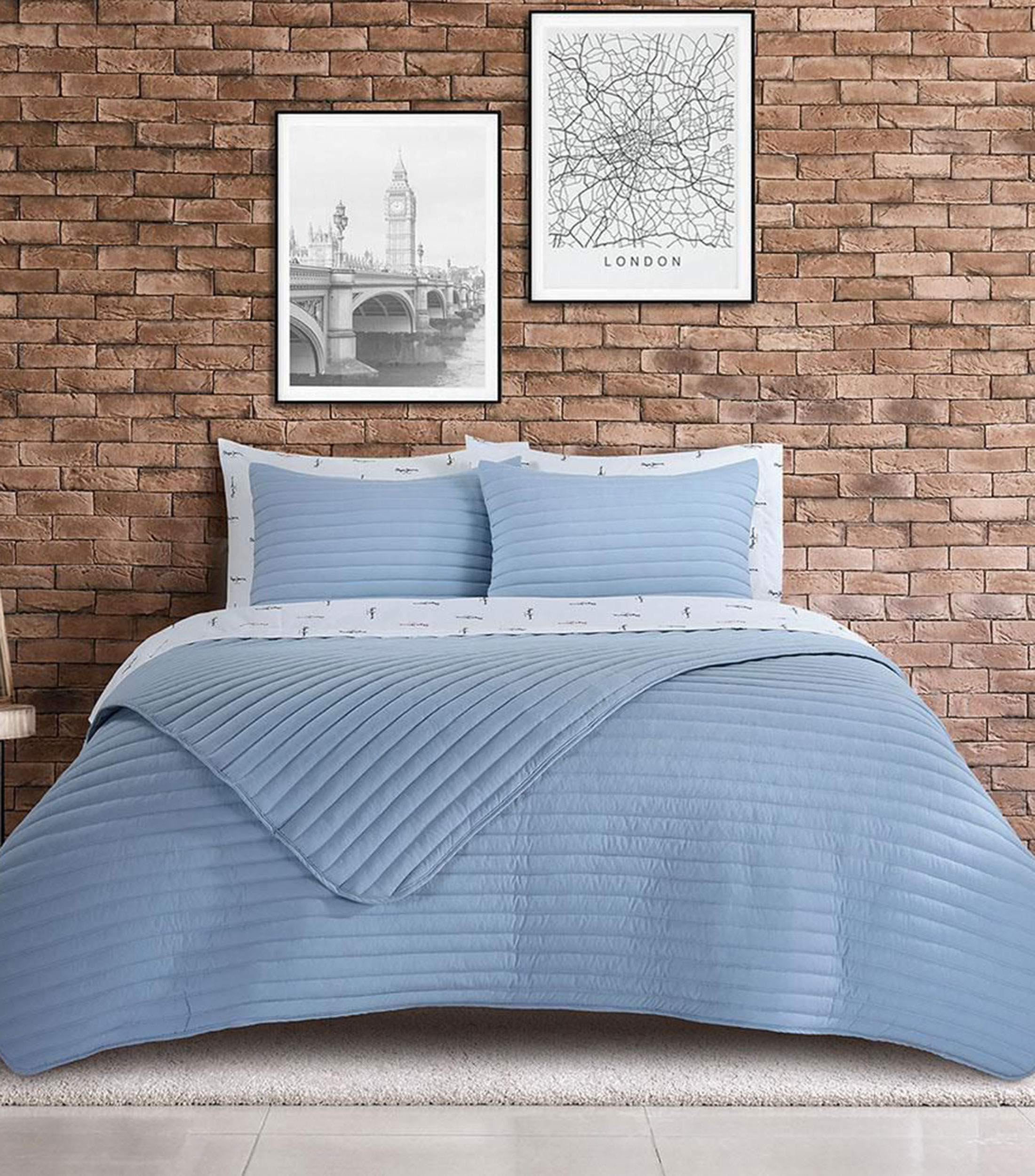 Juego de Colcha King Size Lars Chambray Azul