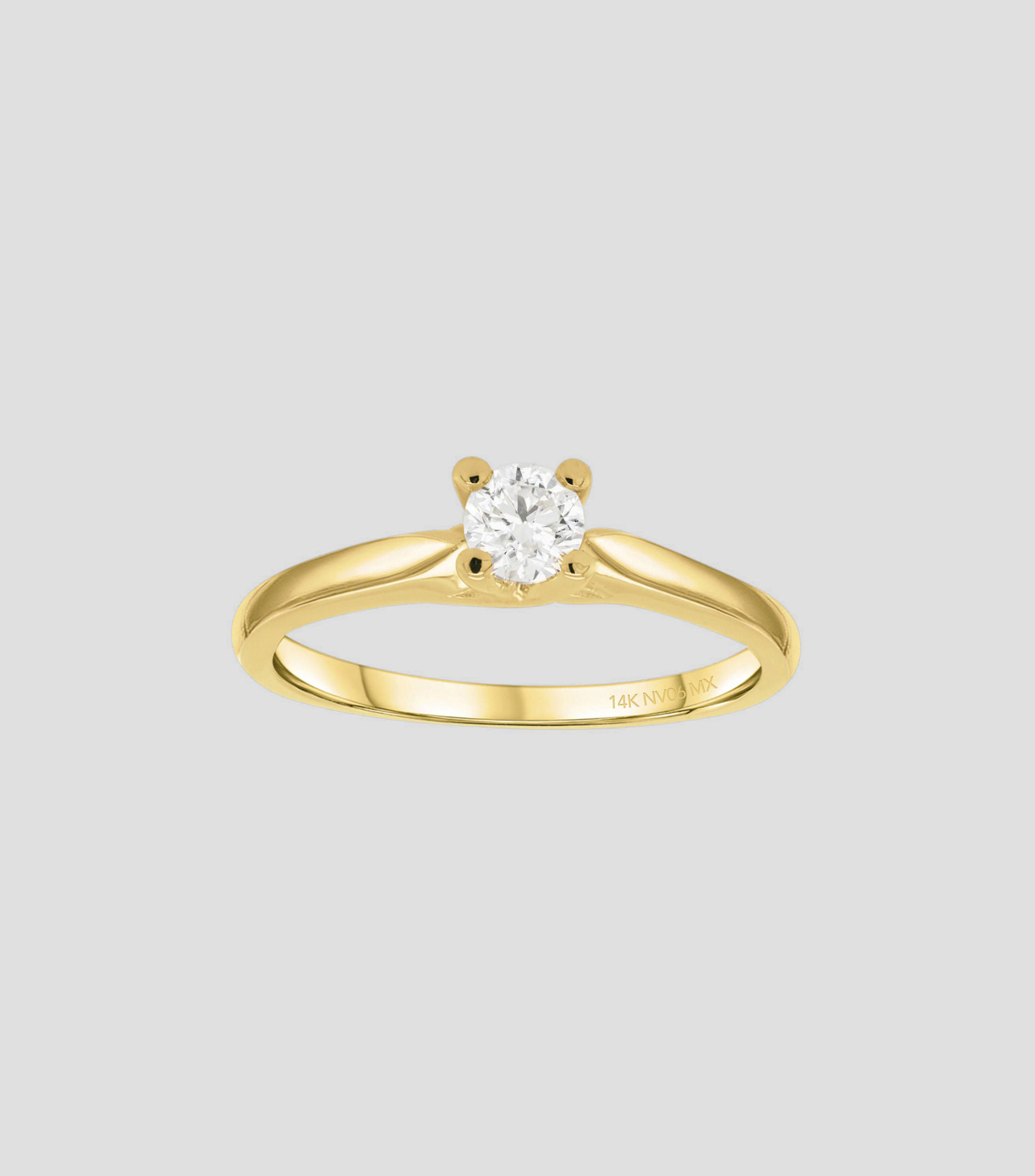 Anillo solitario en Oro amarillo de 14 Kilates con diamante Mujer
