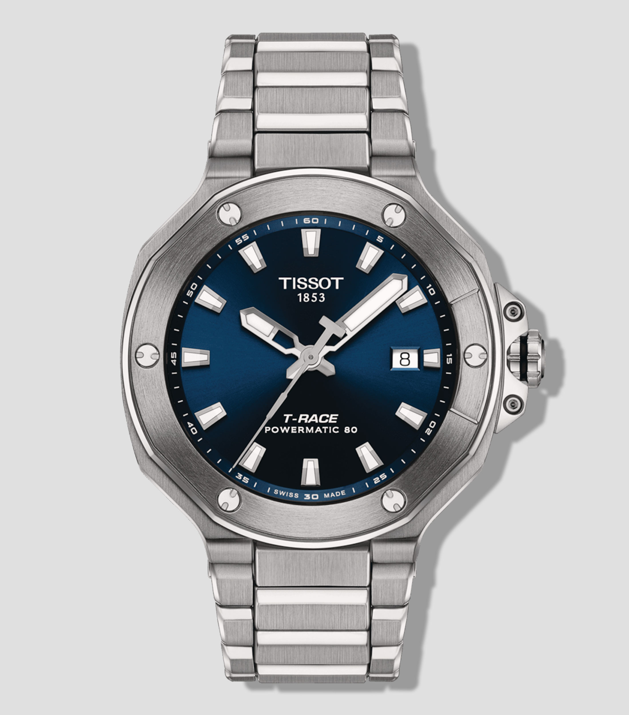 Reloj para Hombre T Race Powermatic 80 Casual, Plateado, Azul