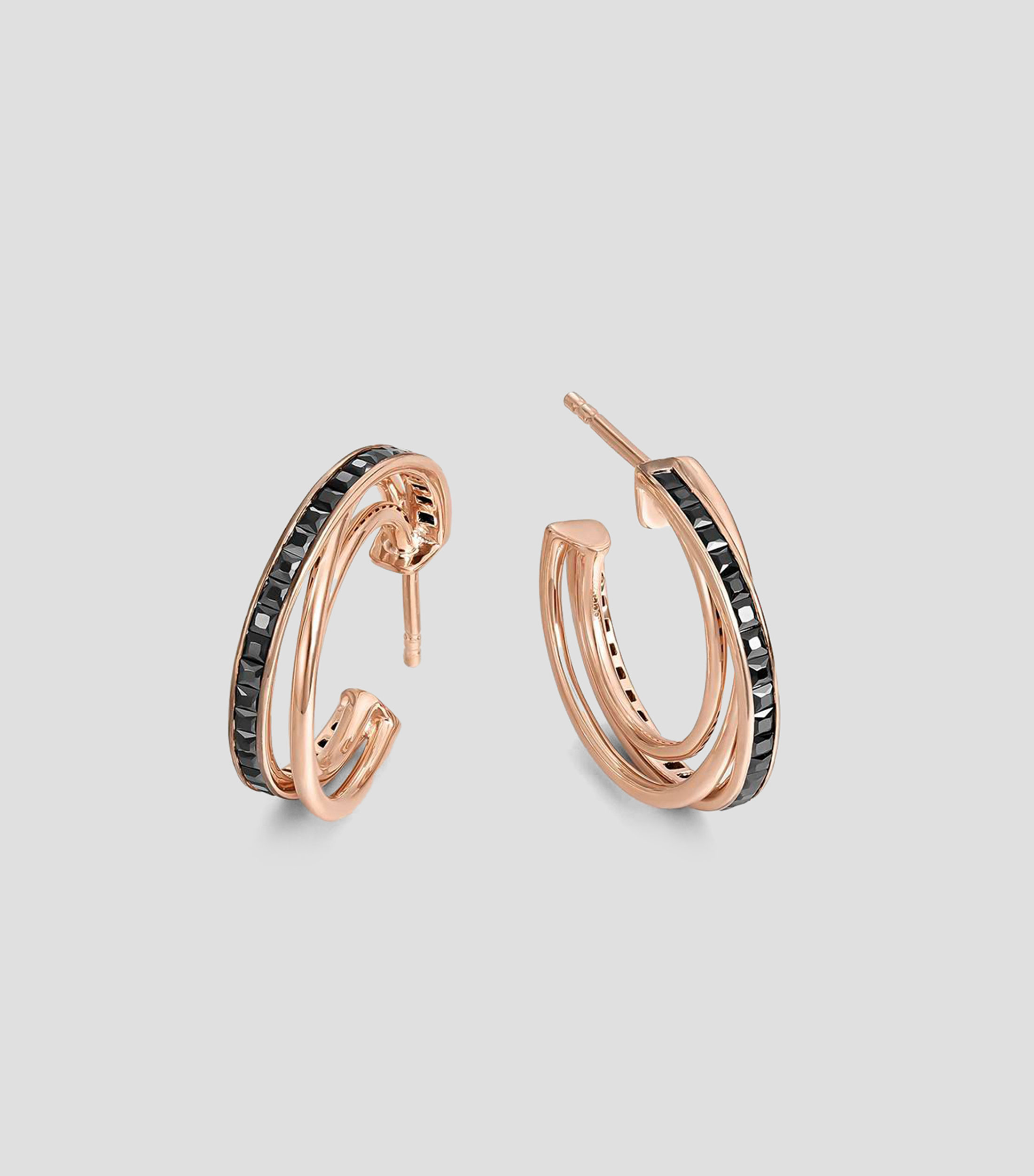 Aretes en plata .925 de aro triple con espinelas Mujer