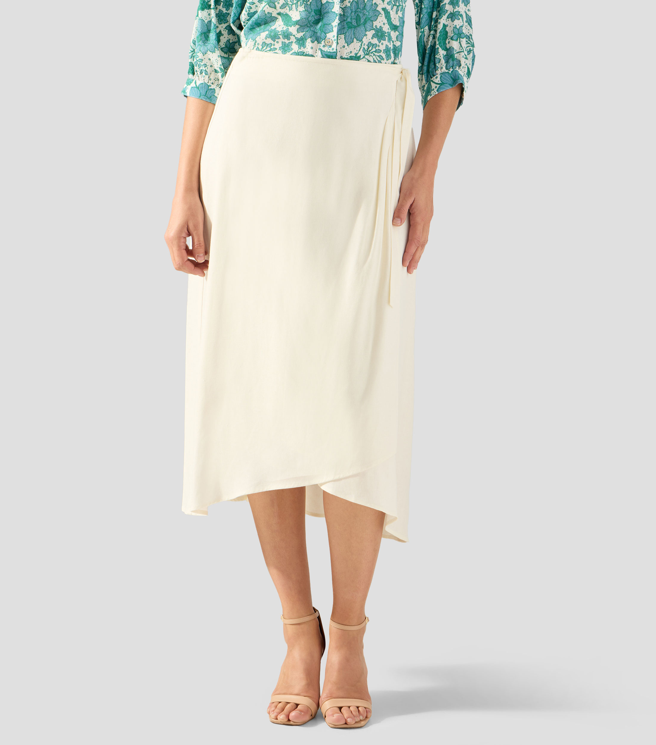 Falda midi de corte A lisa Mujer