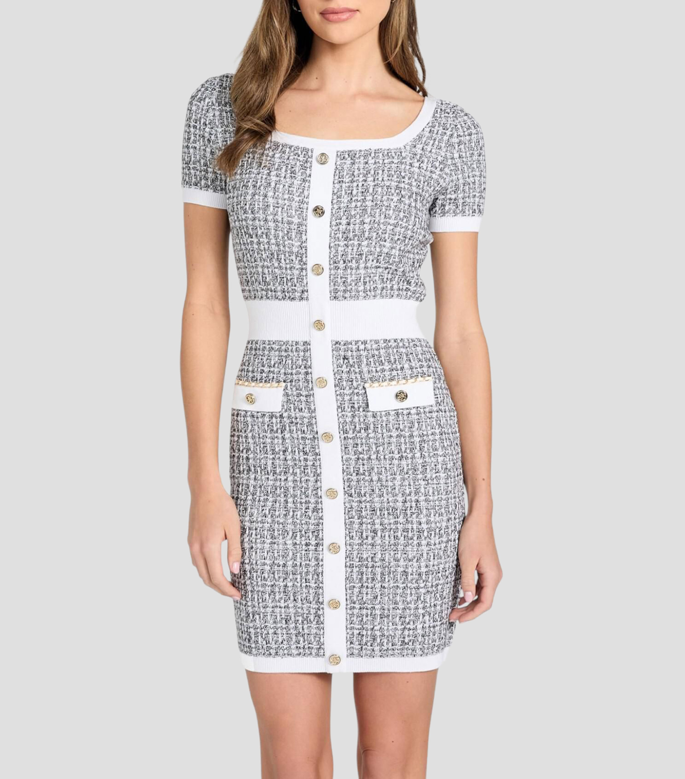 Vestido corto con microdiseños Mujer