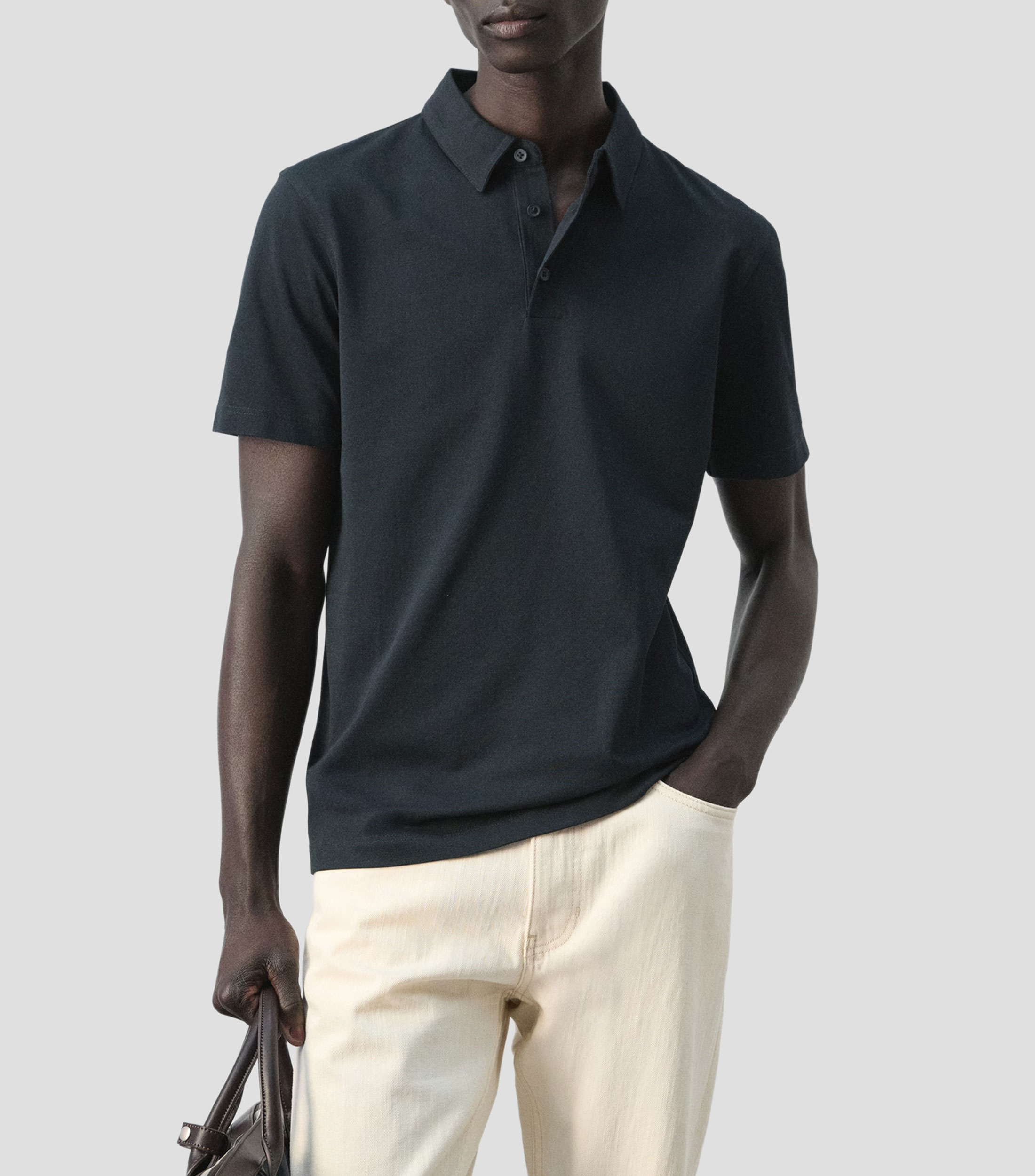 Playera tipo polo de manga corta lisa Hombre