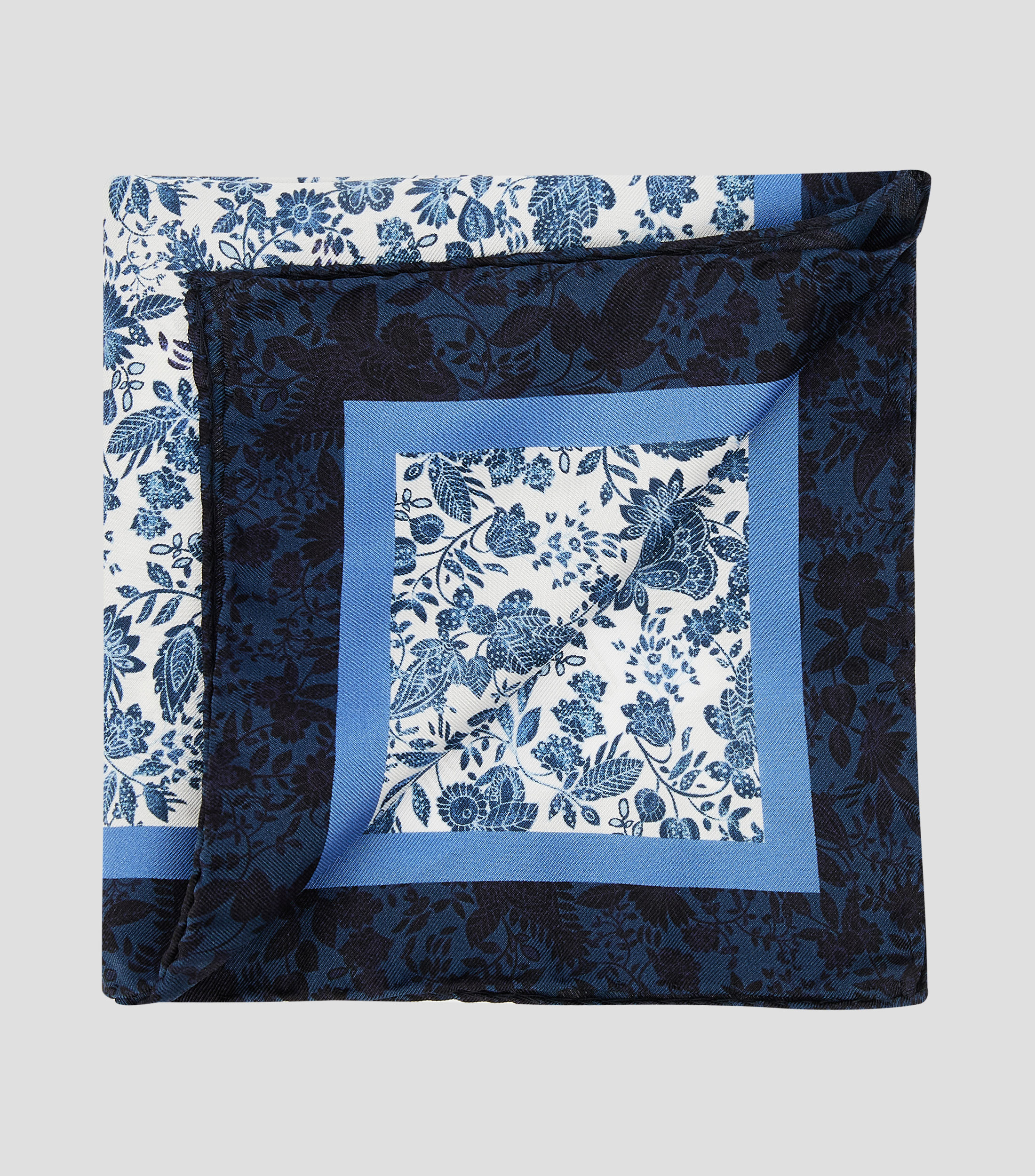Pañuelo en seda azul estampado Hombre