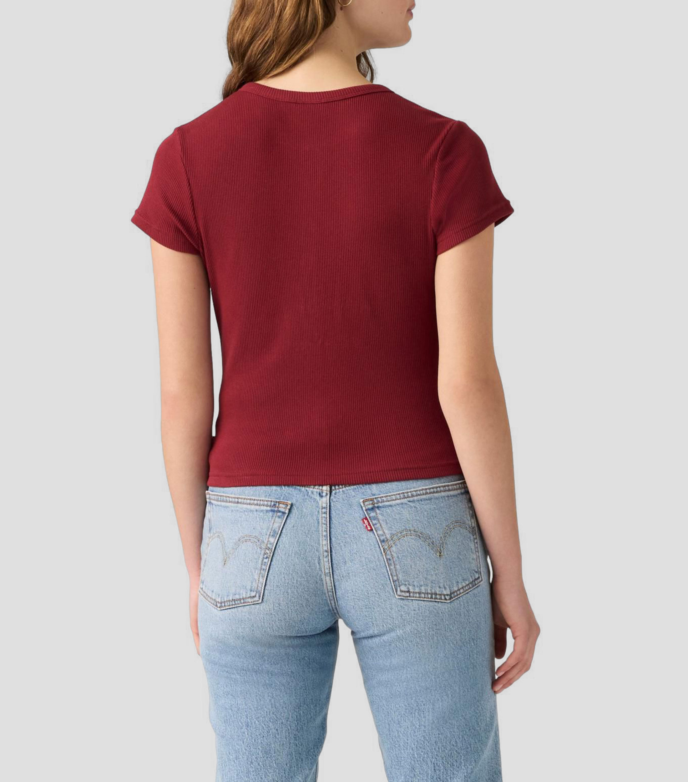 Playera cuello redondo manga corta sólida Mujer