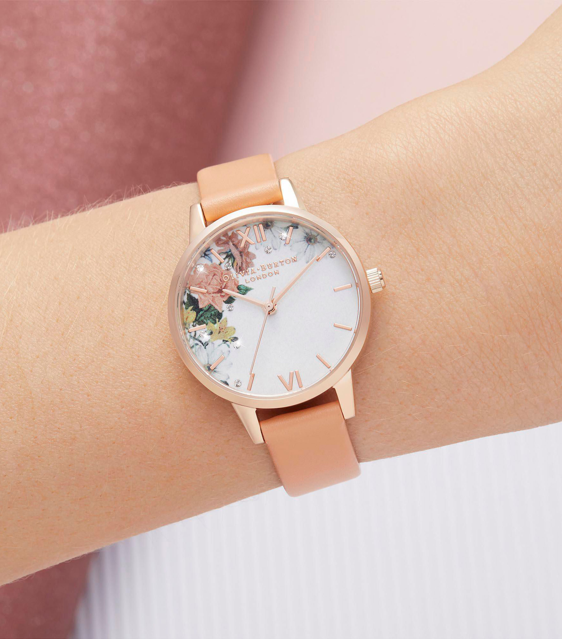 Reloj para Mujer Sparkle Floral Casual Oro rosa