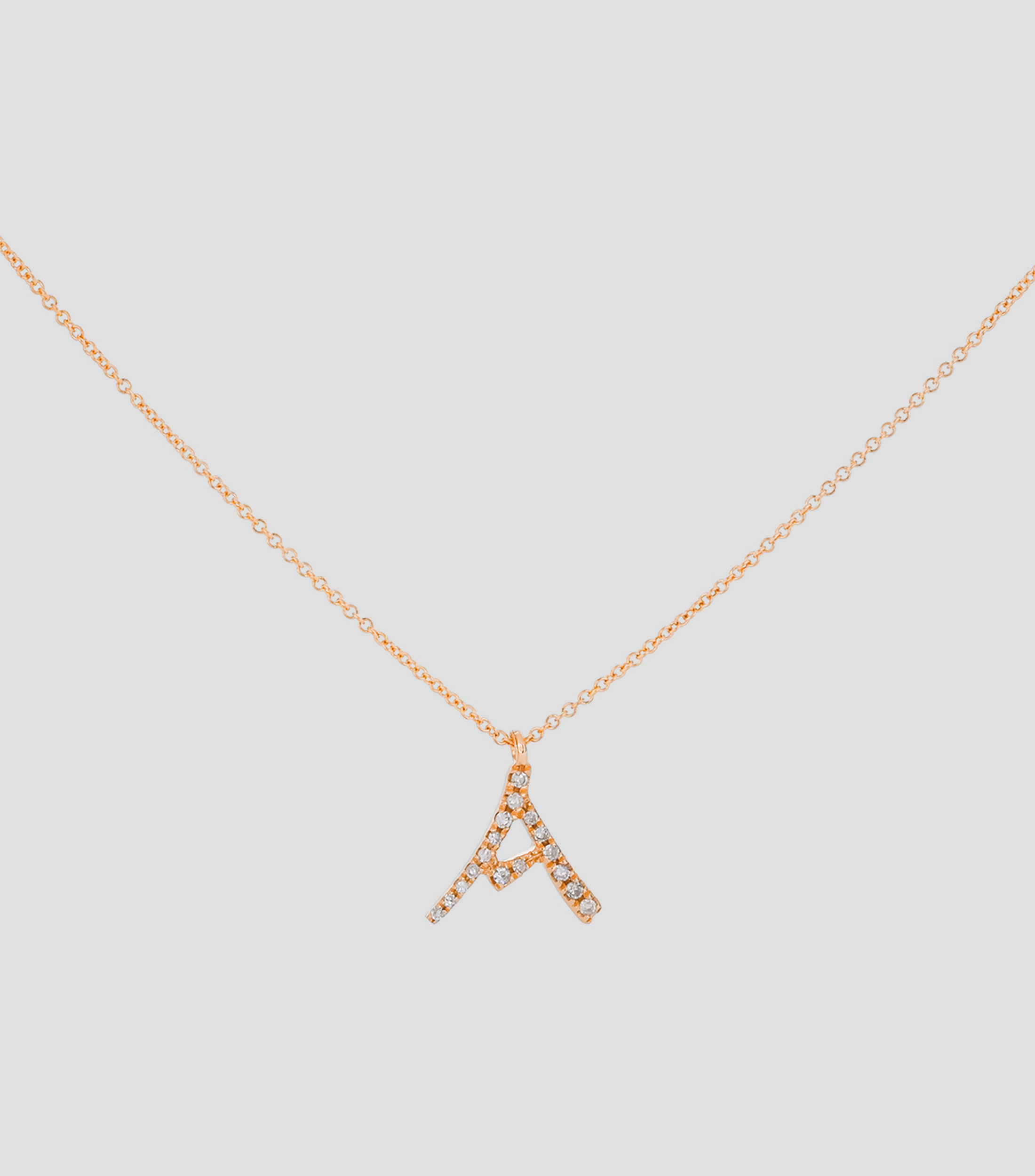 Dije Letra "A" en Oro rosa de 14 kilates Iniciales con diamantes Mujer