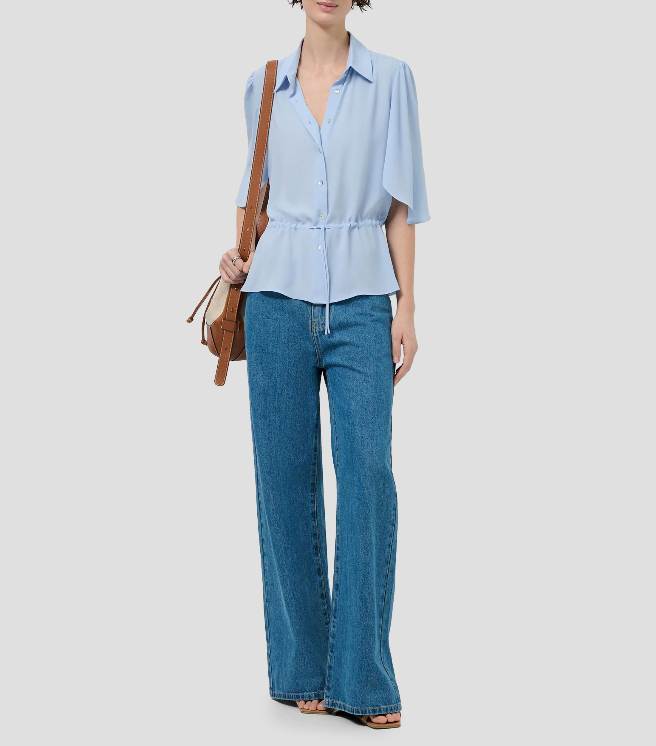 Blusa lisa manga corta Mujer