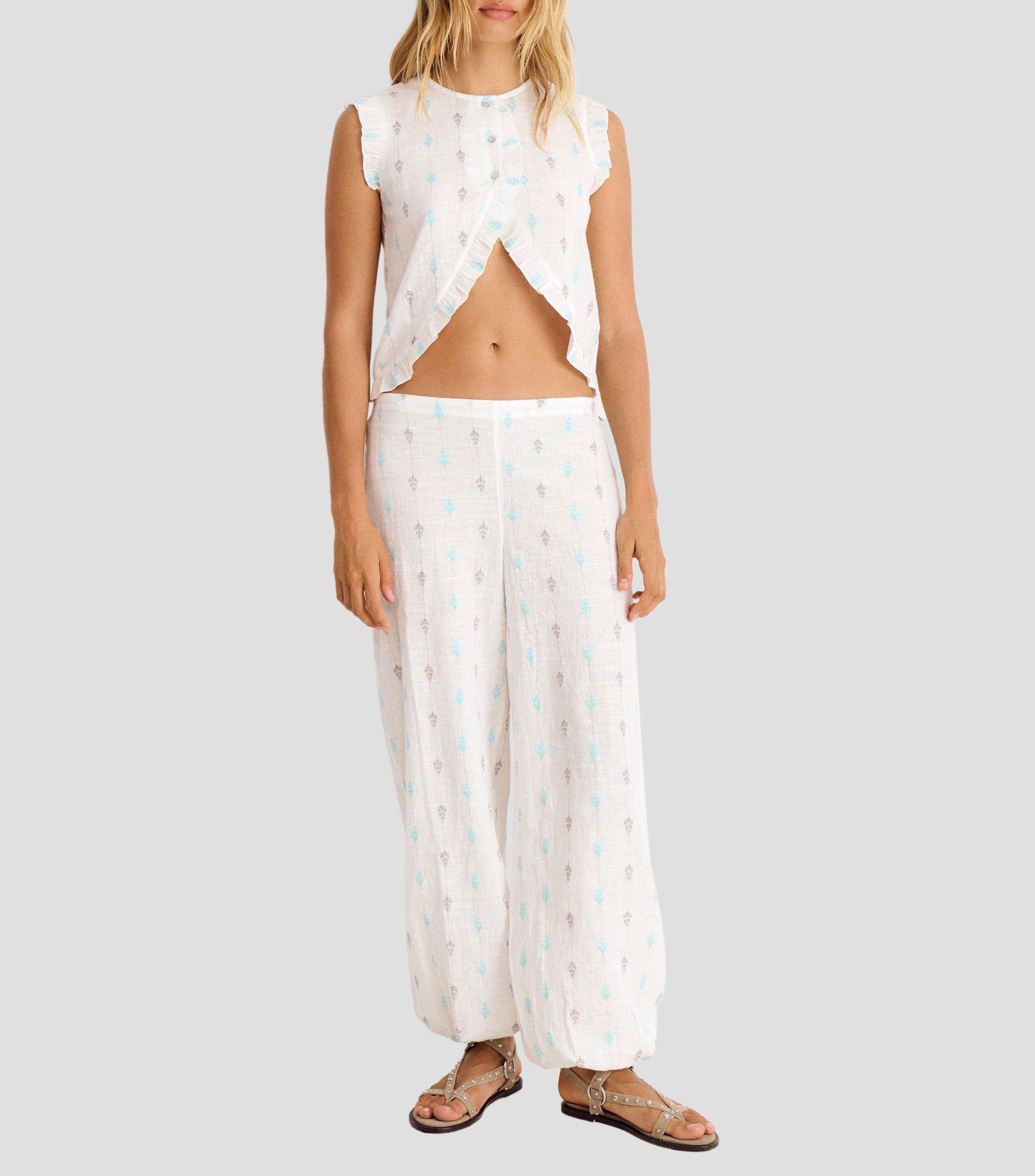 Pantalón bombacho de corte Loose Fit liso Mujer