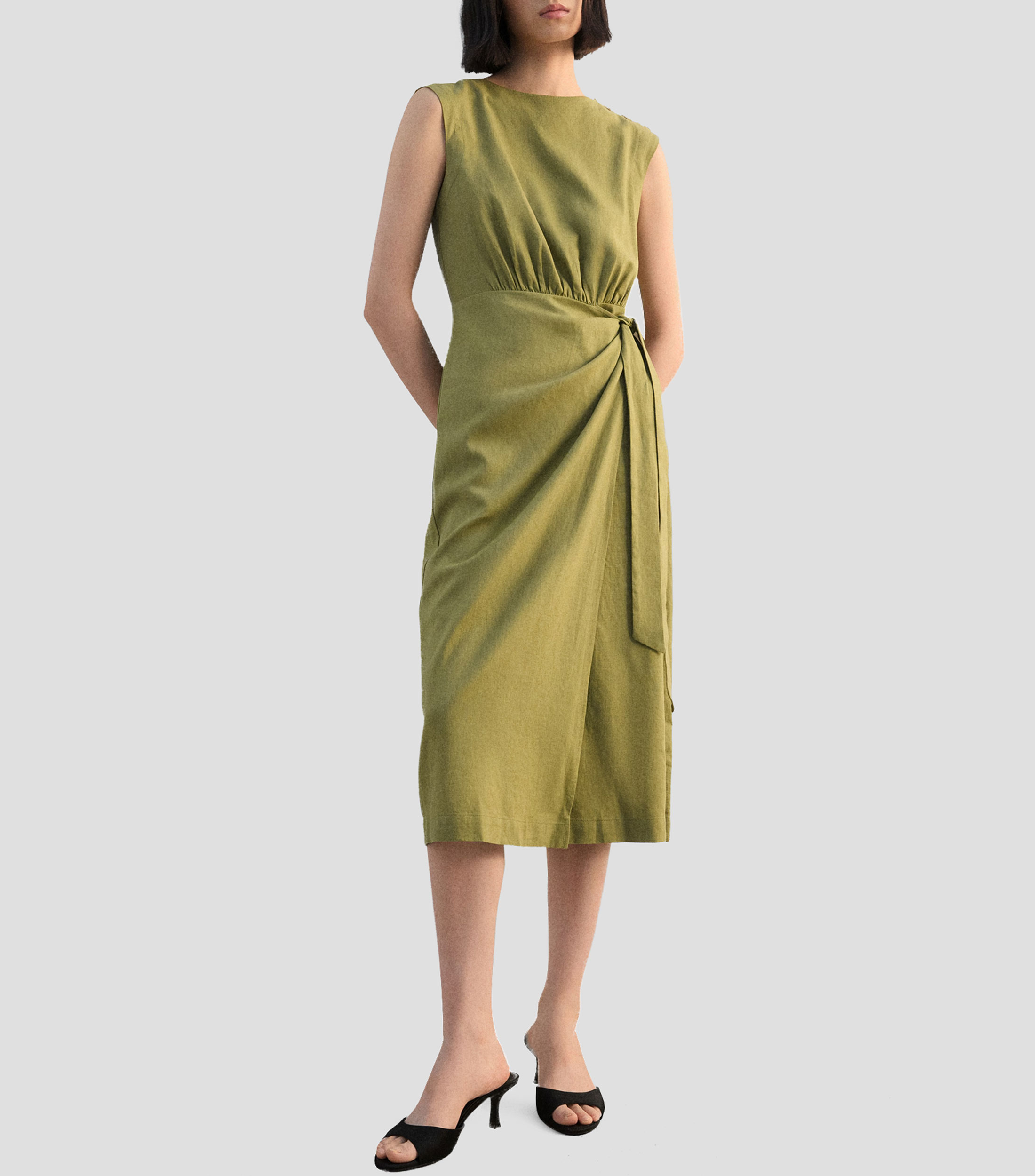Vestido midi liso Mujer