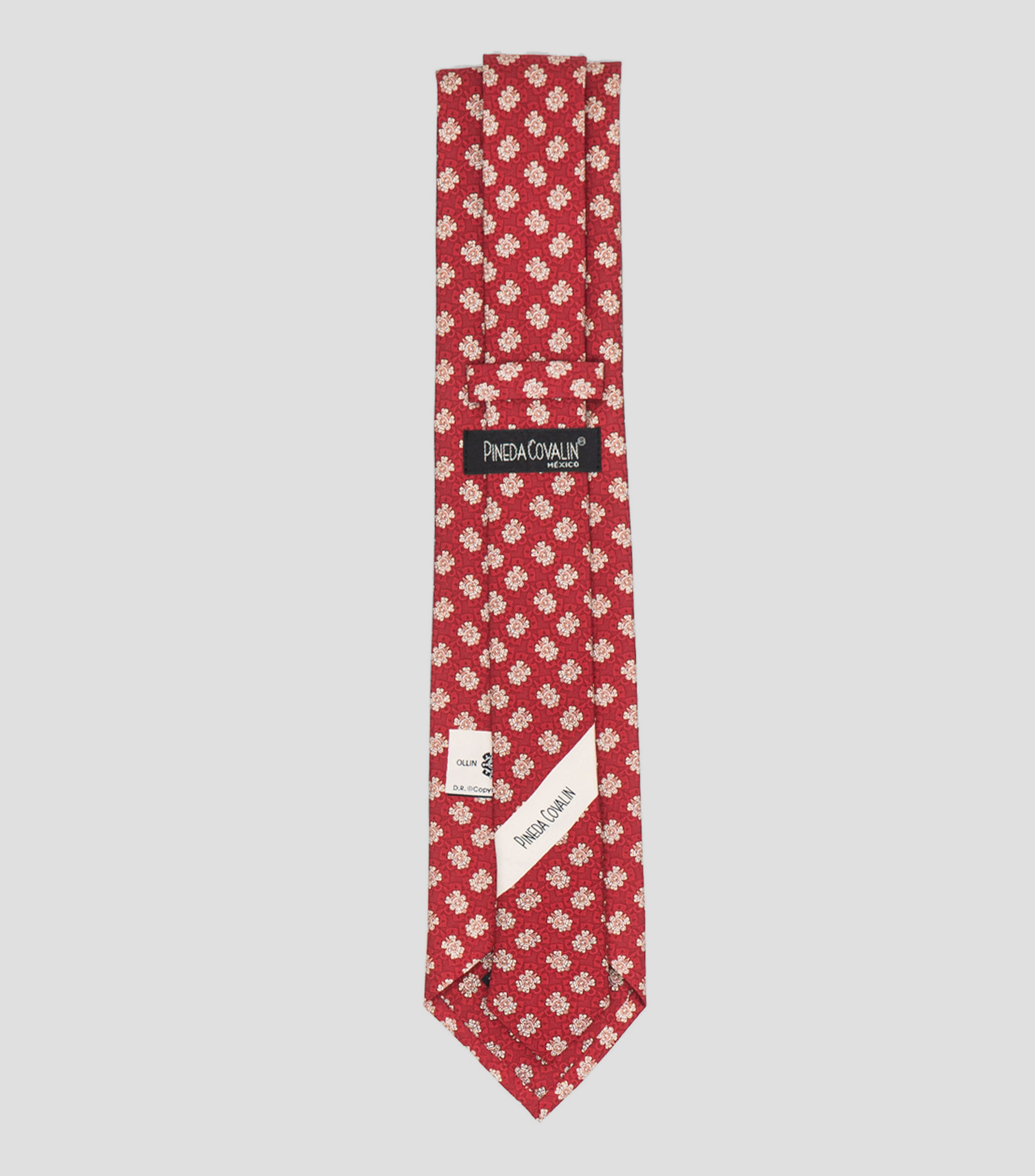 Corbata ancha en seda Ollin rojo claro