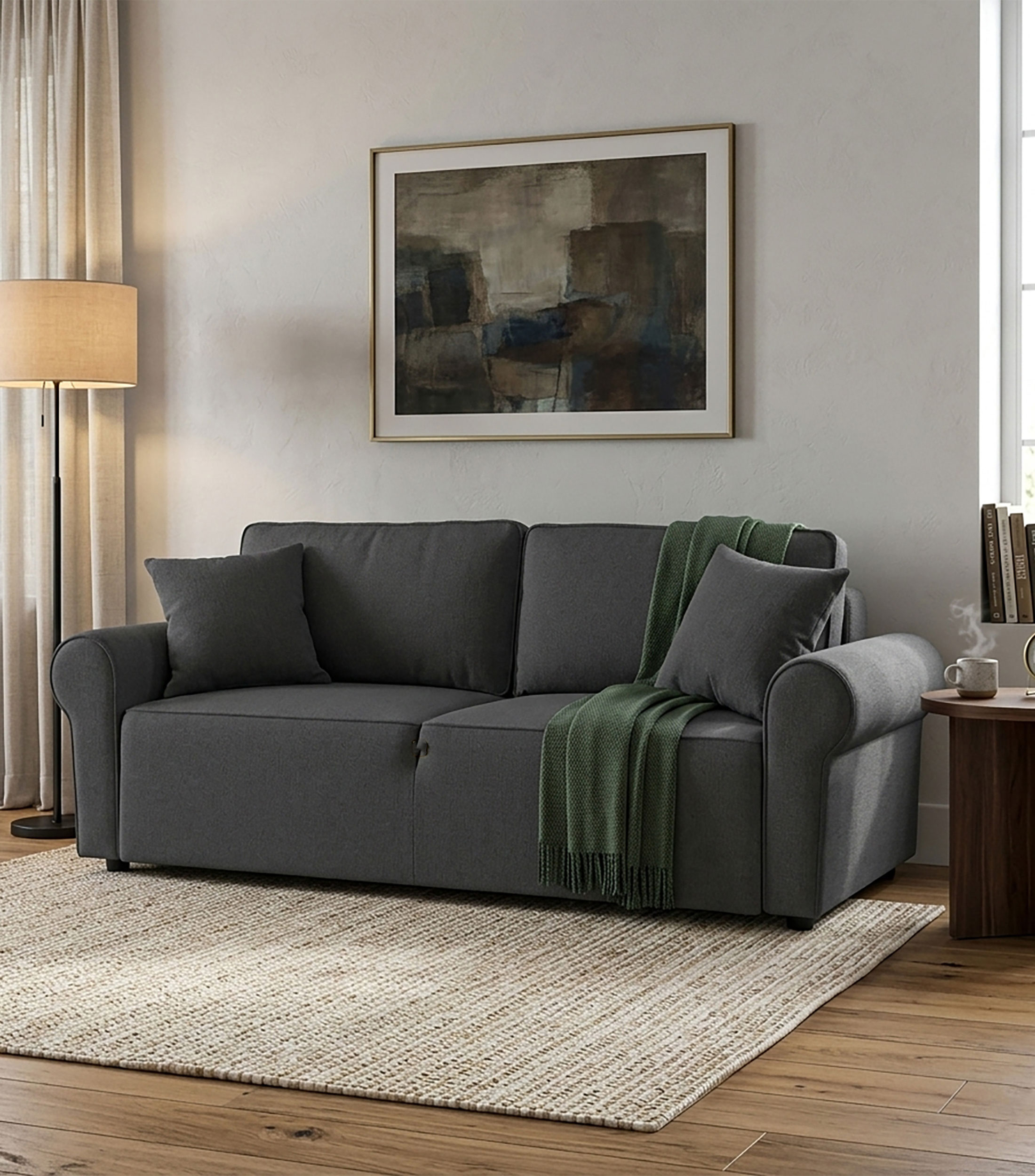 Sofá cama en tela Belagio gris Óxford