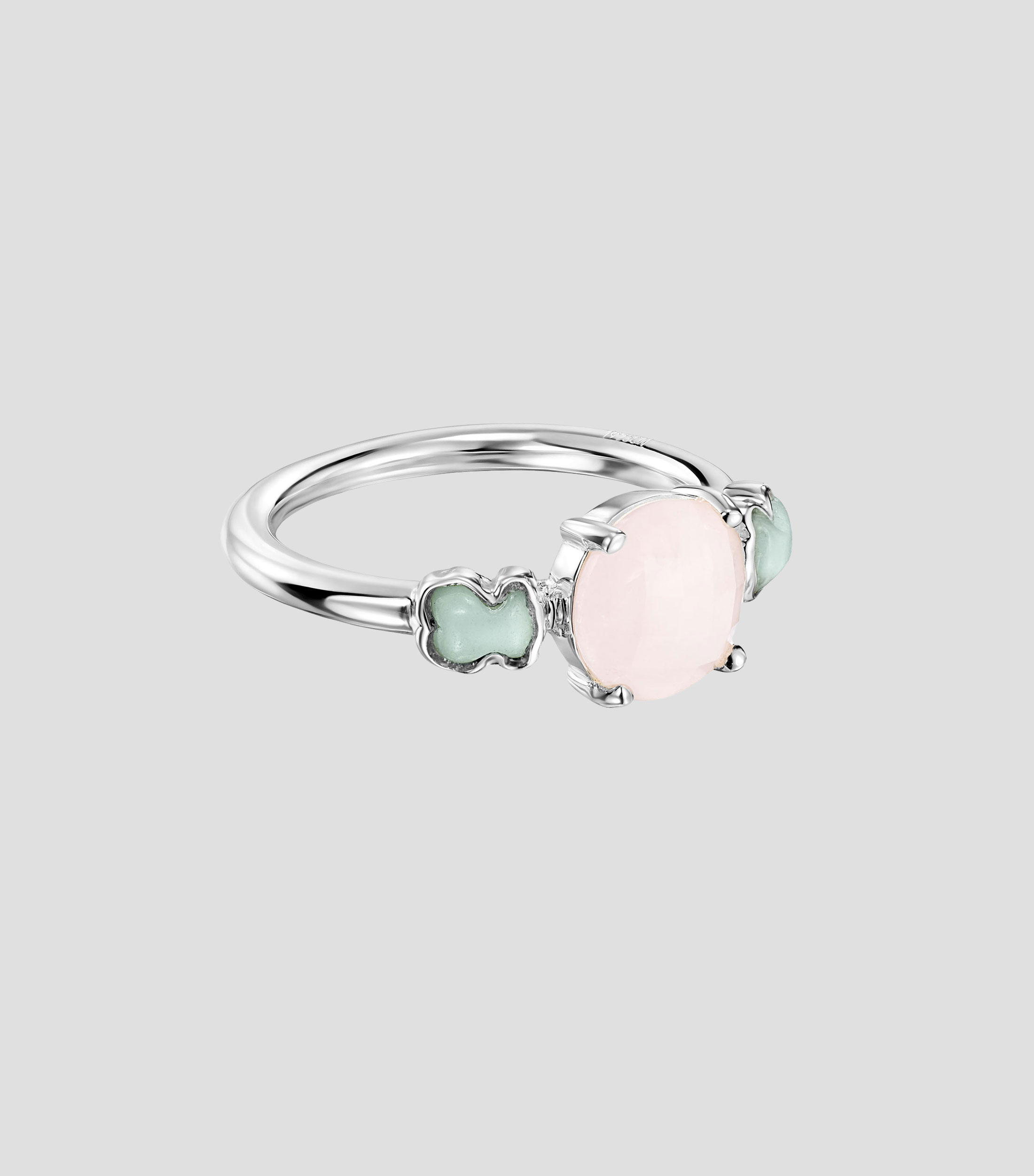 Anillo Mini Color en plata .925 con Cuarzo rosa y Amazonita Mujer