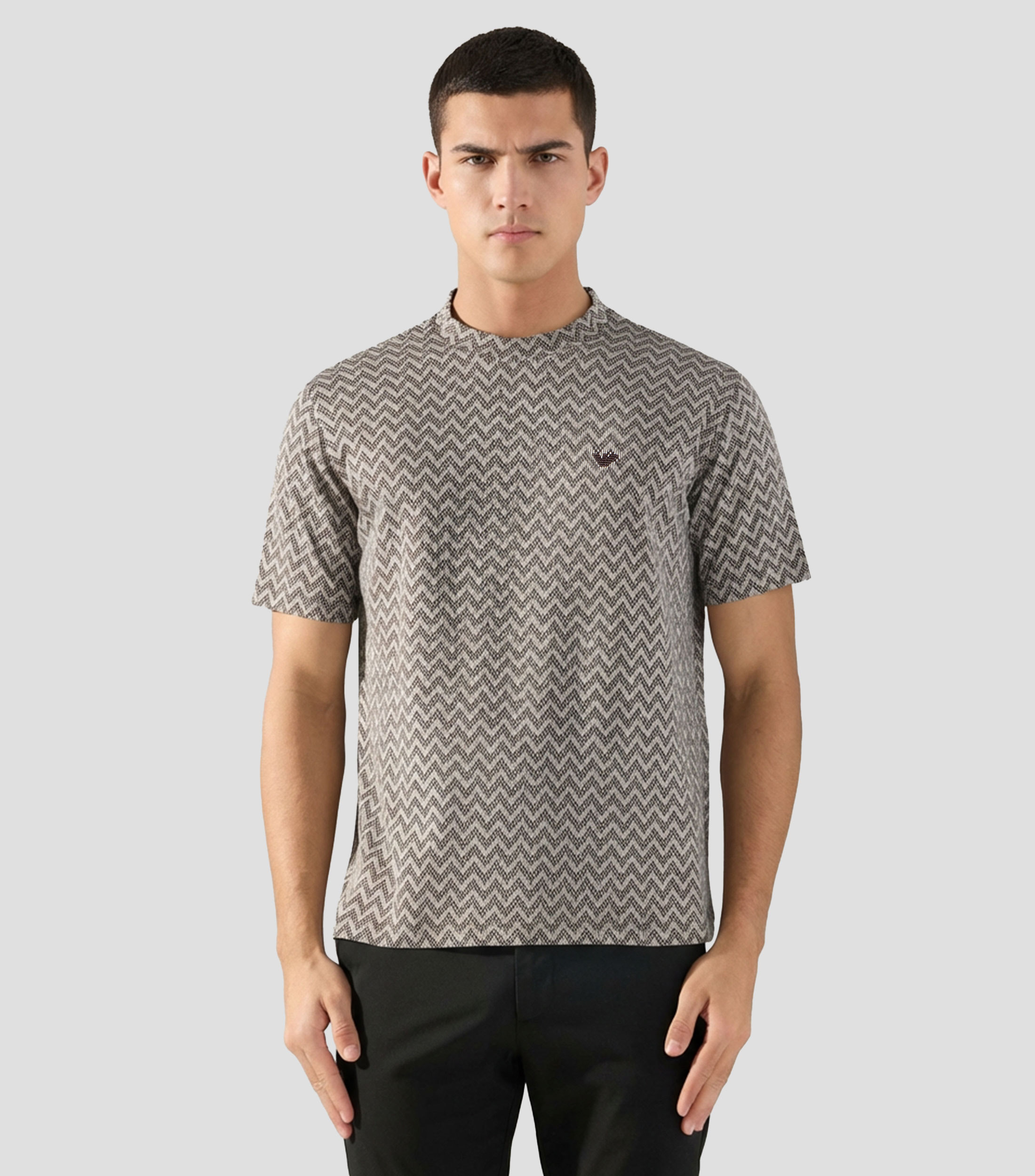 Playera de cuello redondo con manga corta estampada Hombre