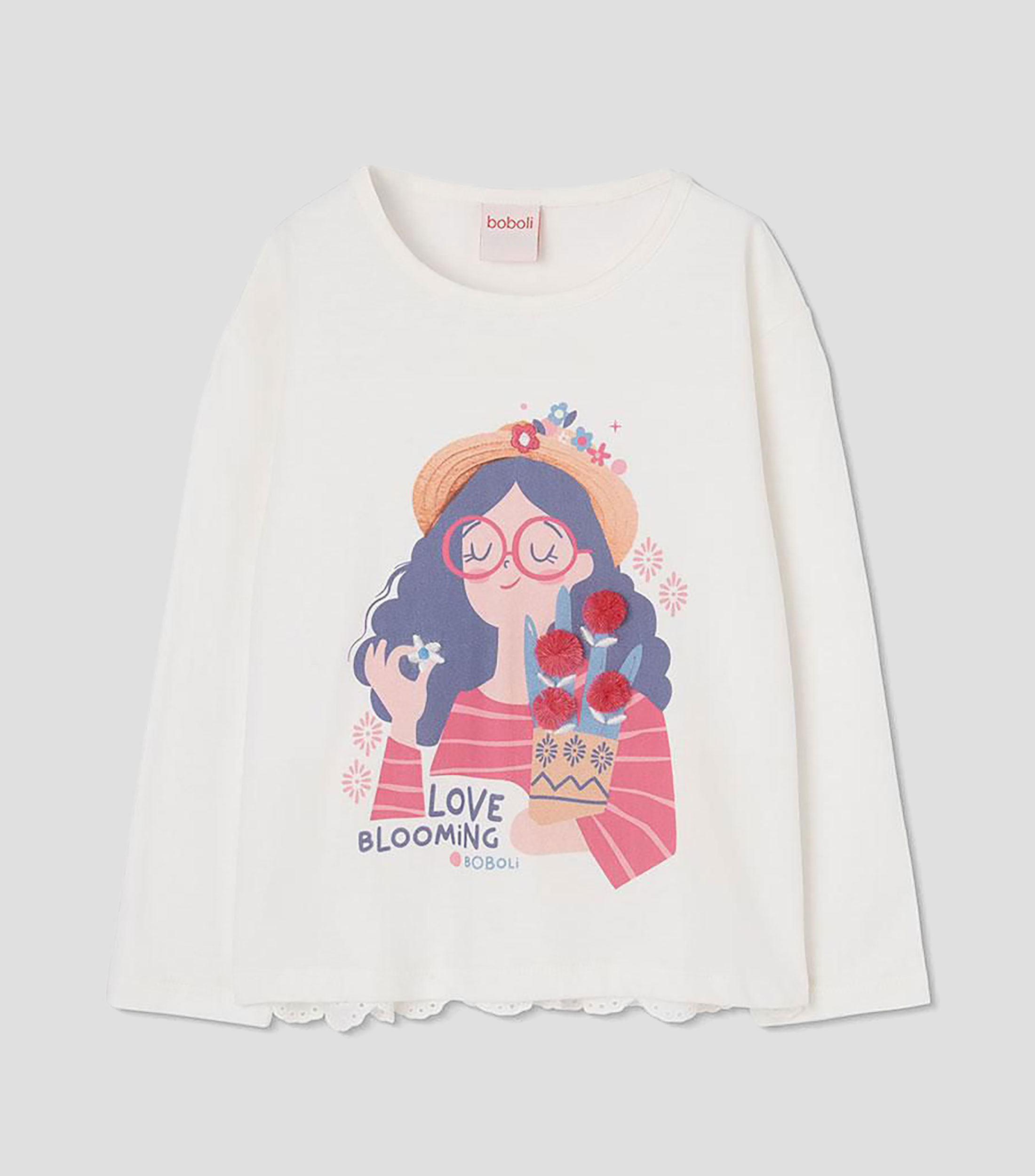 Playera cuello redondo manga larga con estampado Bebé