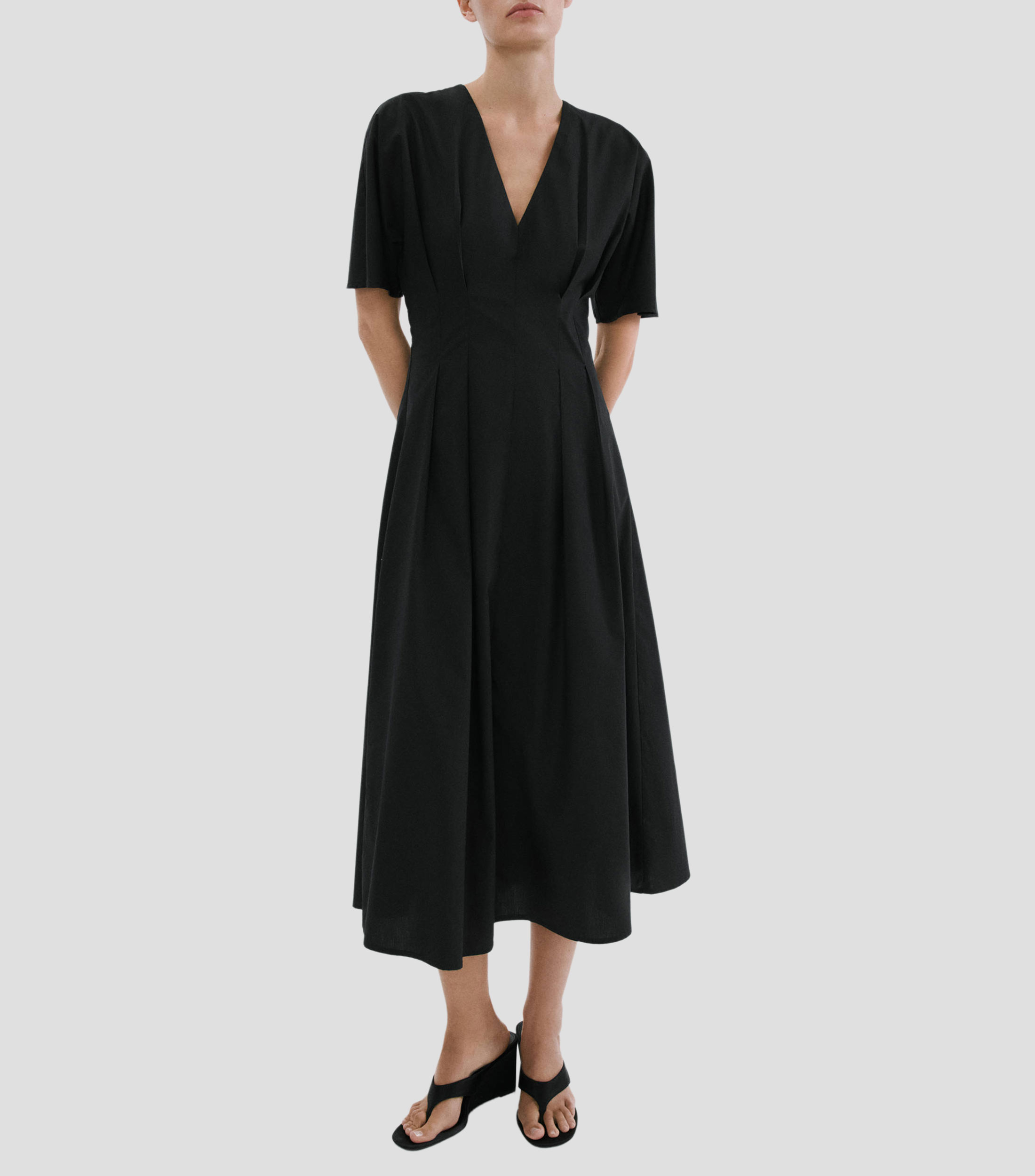 Vestido midi liso Mujer