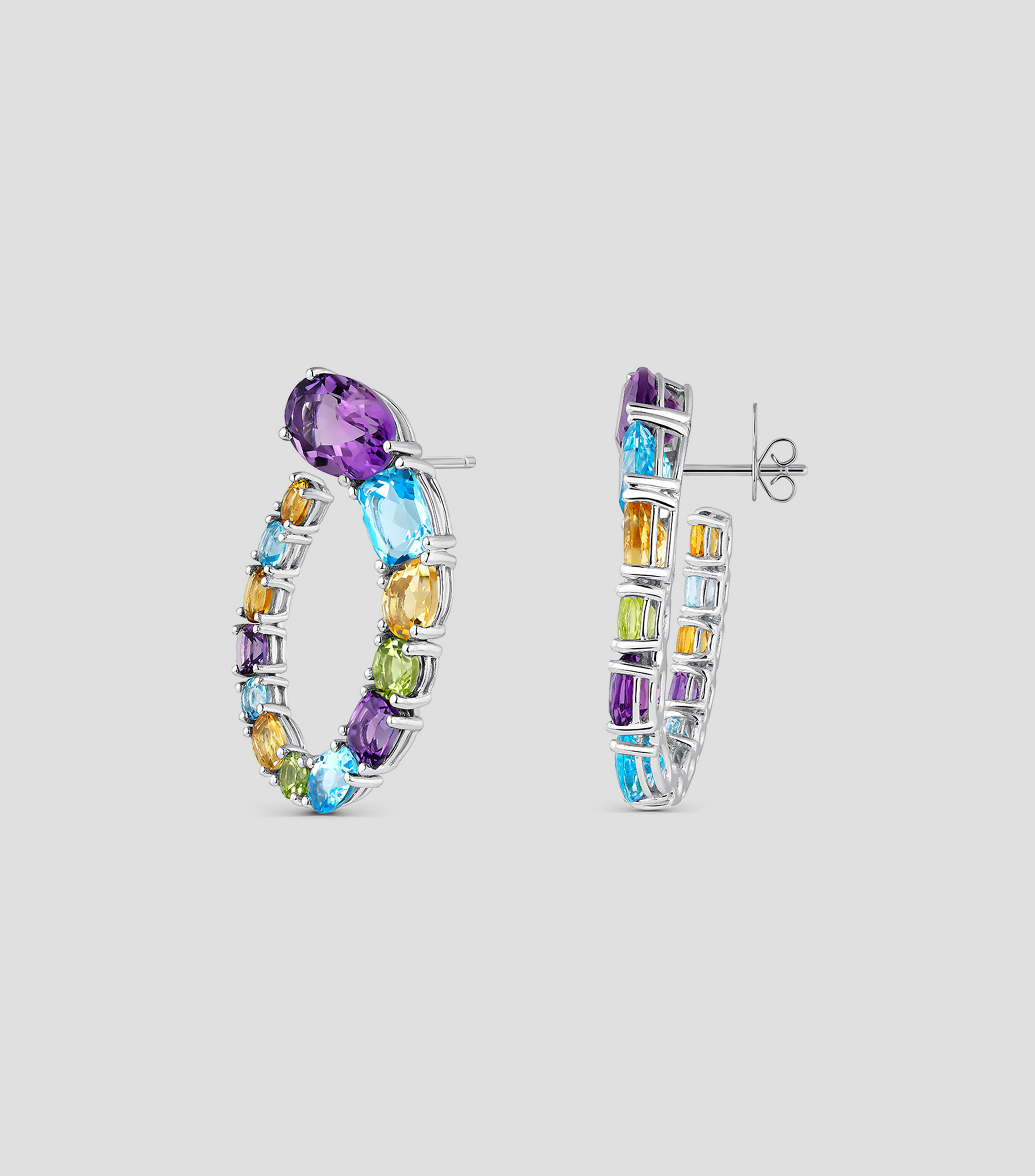 Pendientes Pop Art de Plata con topacios y citrinos Mujer