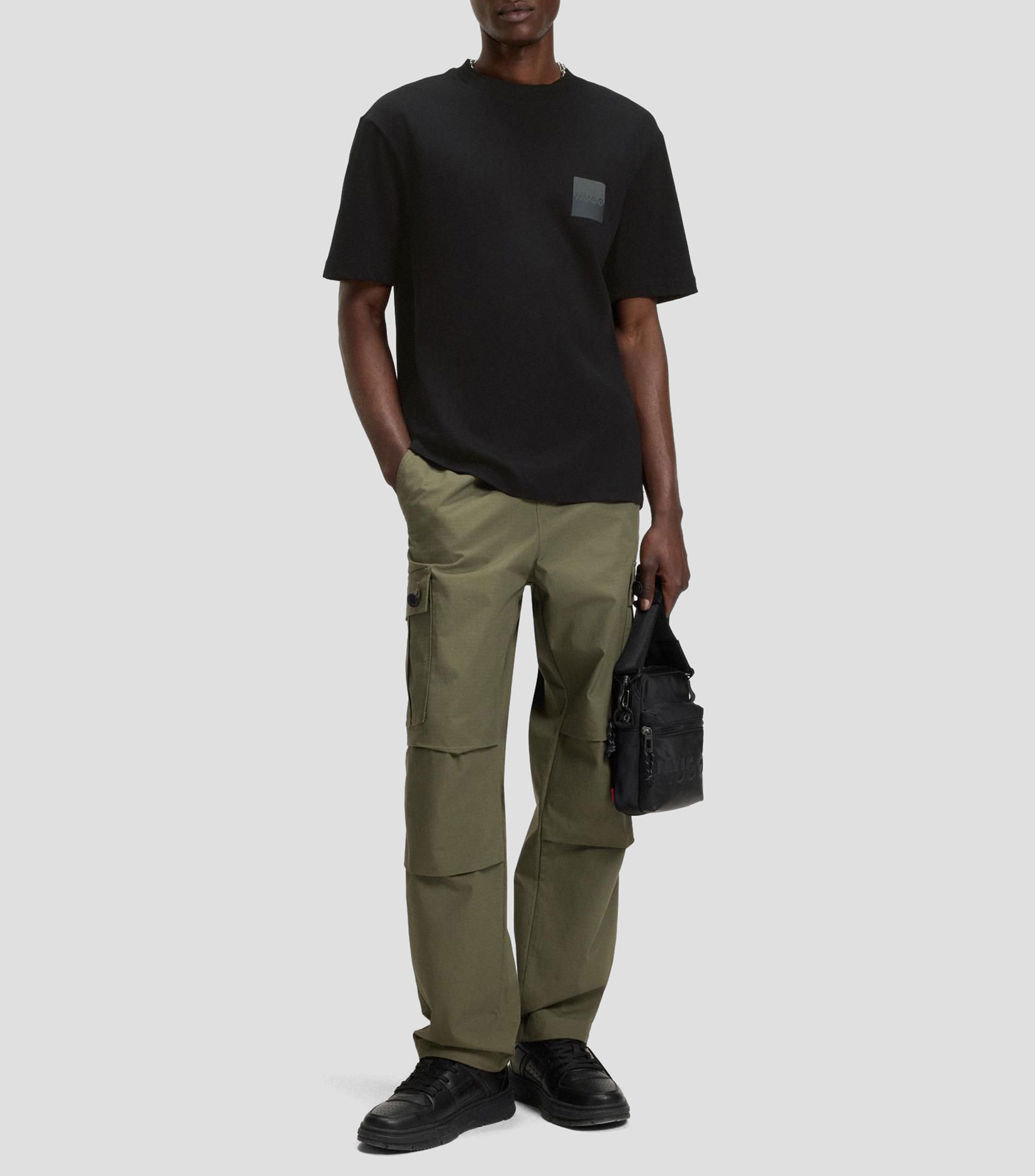 Playera relaxed fit de algodón con logos en dos partes Hombre