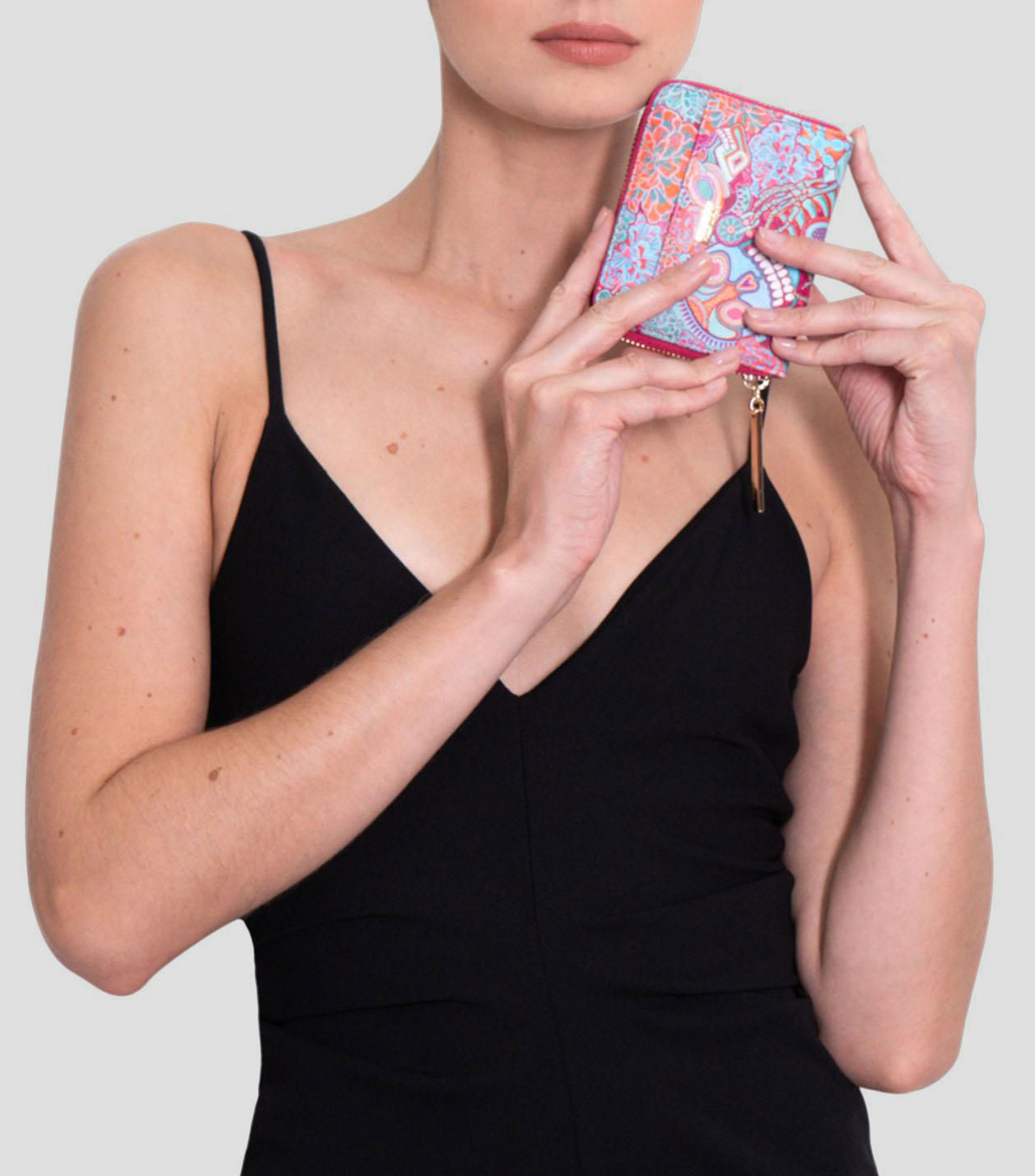 Cartera fucsia Día de Muertos Catrina estampada Mujer