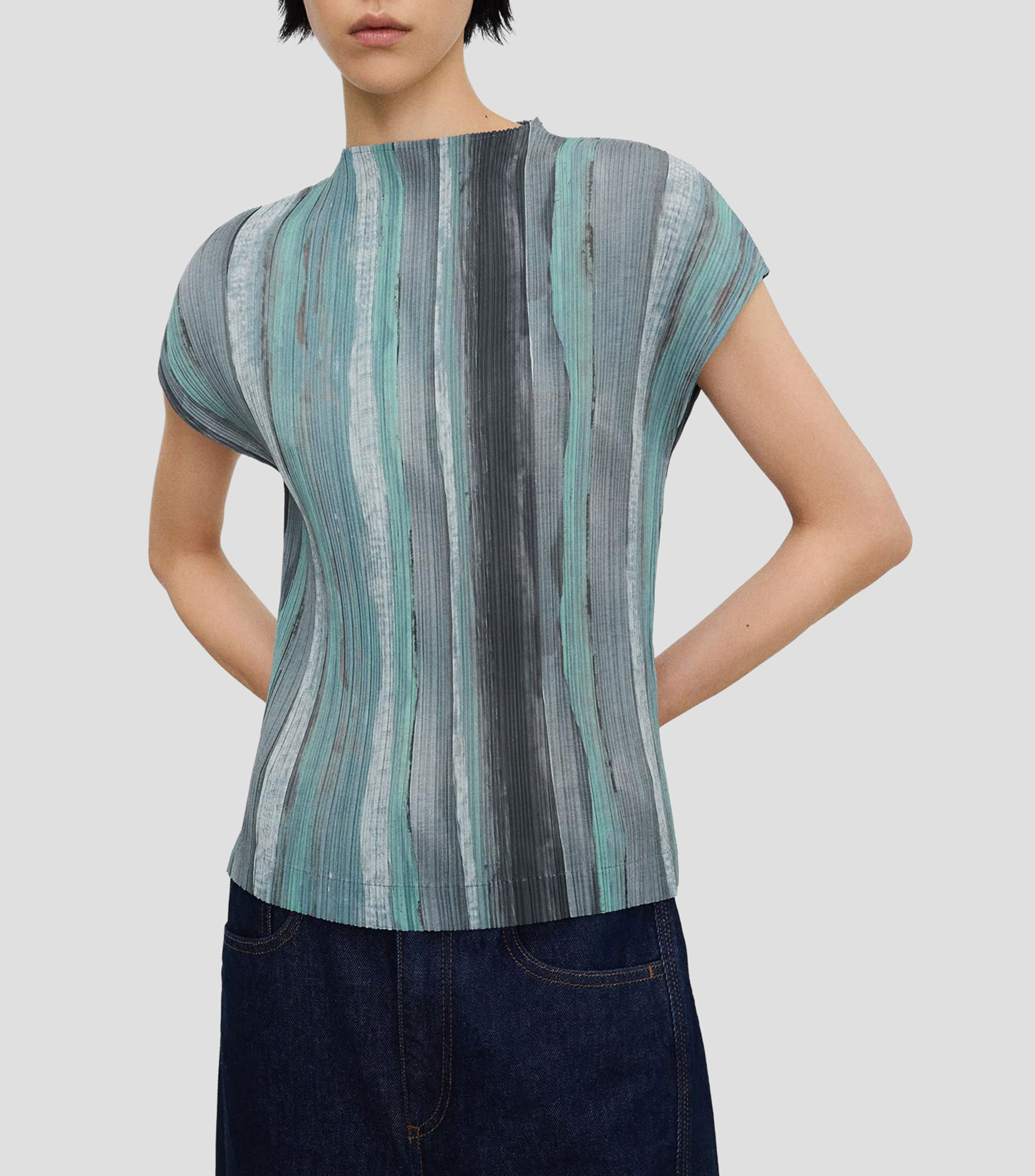 Blusa estampada manga corta Mujer