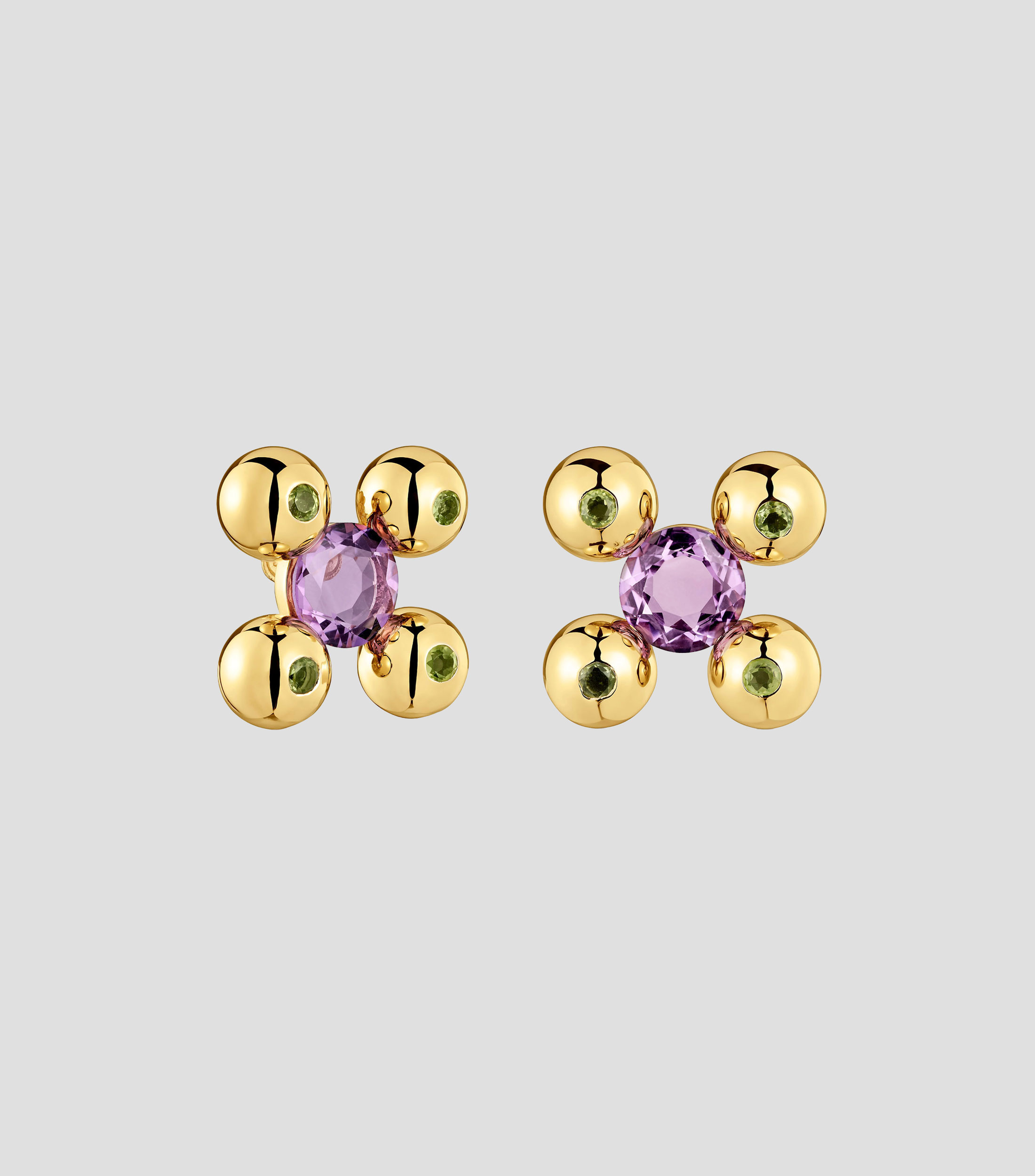 Aretes con amatista y peridoto Mujer