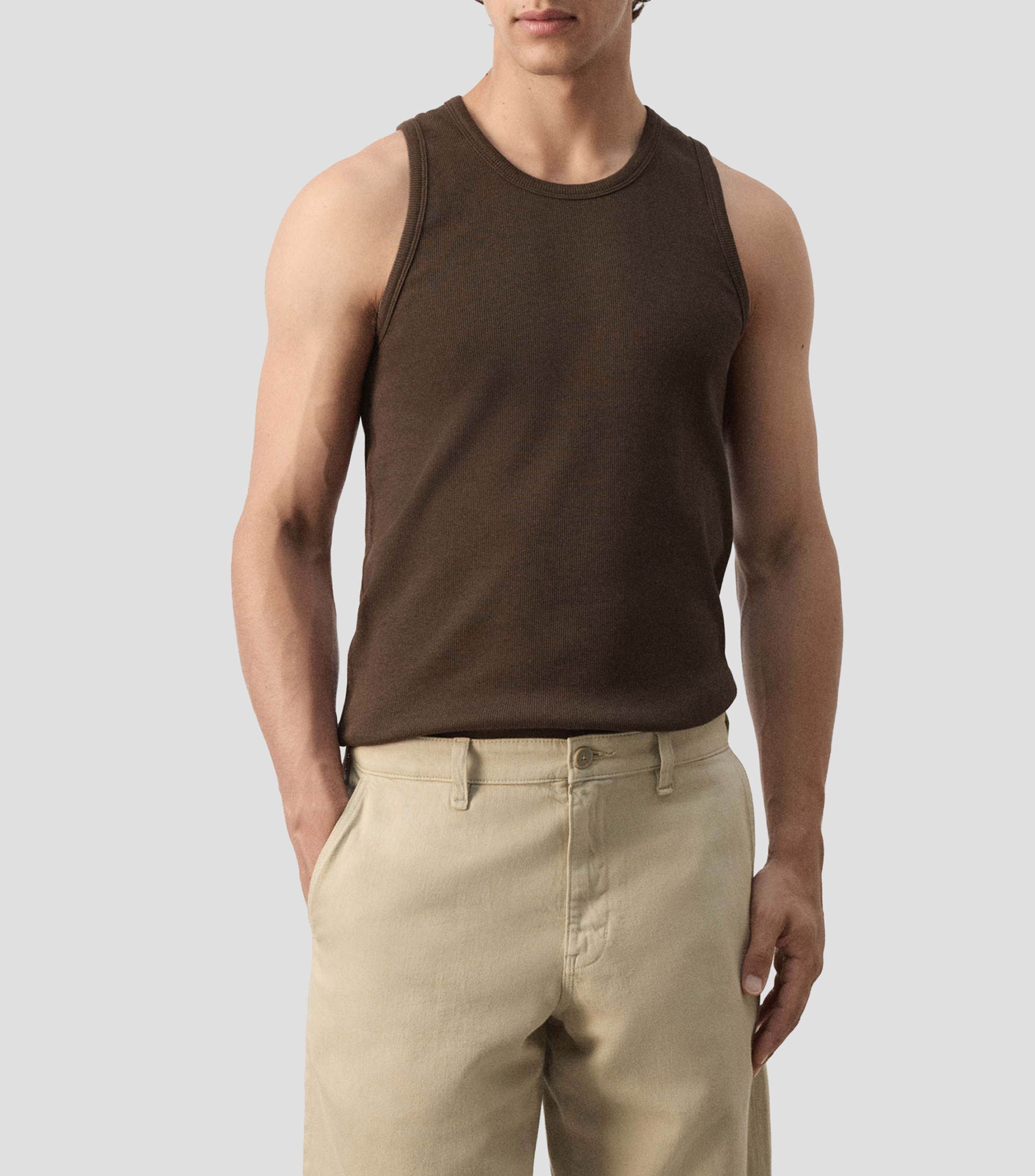 Playera cuello redondo manga sin mangas liso Hombre