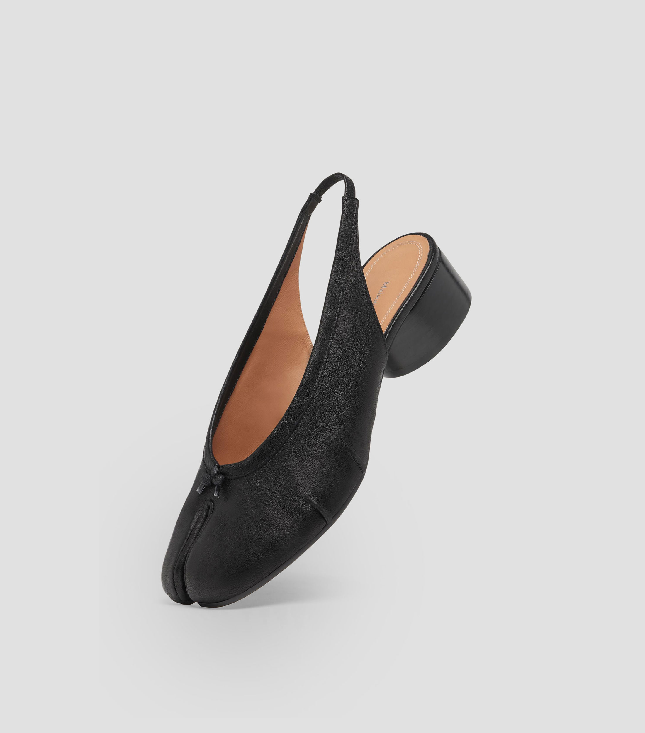 Flats Tabi en Piel con Tacón Ancho de 3 cm Mujer