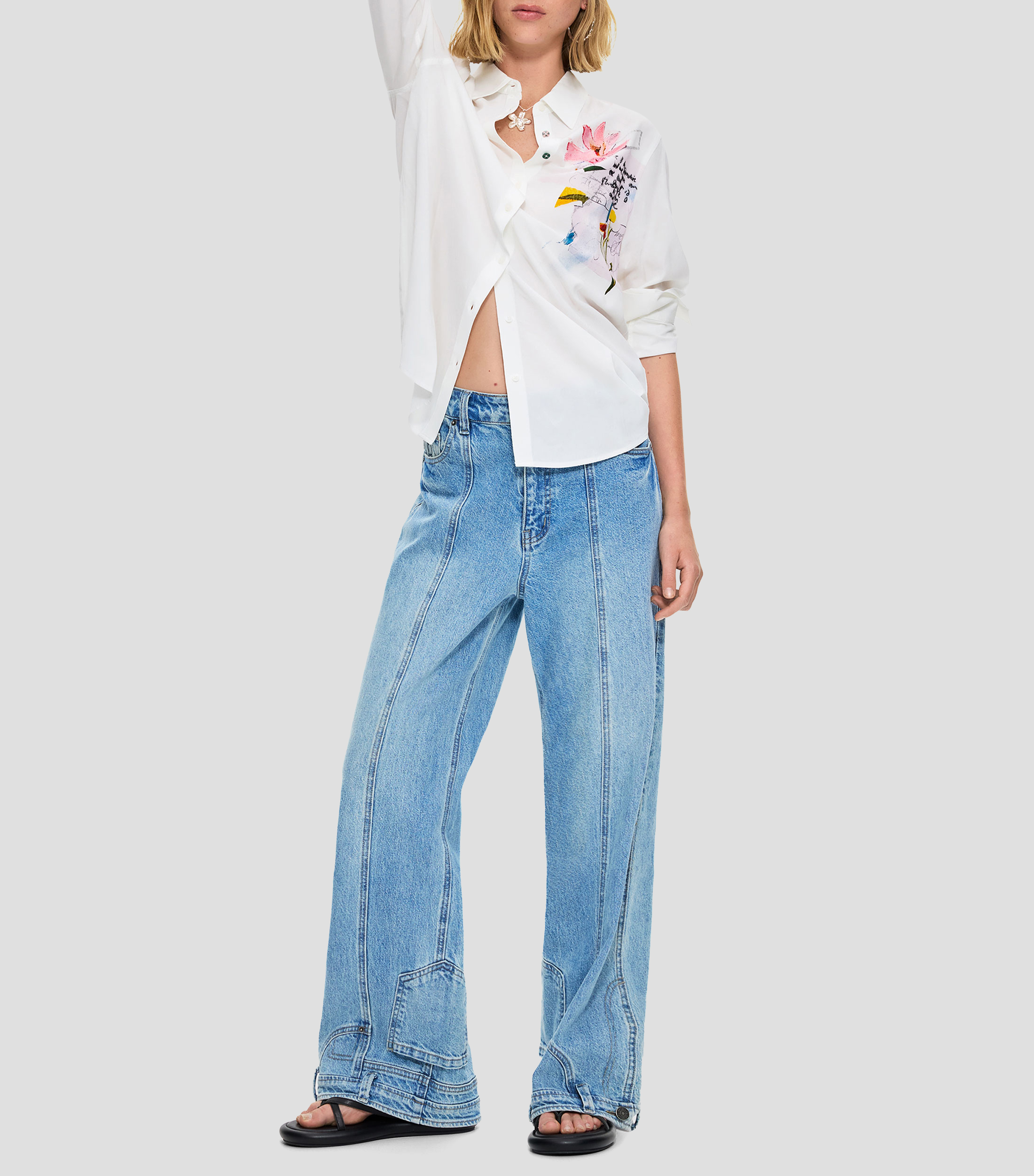 Camisa Bordada Flores Mujer