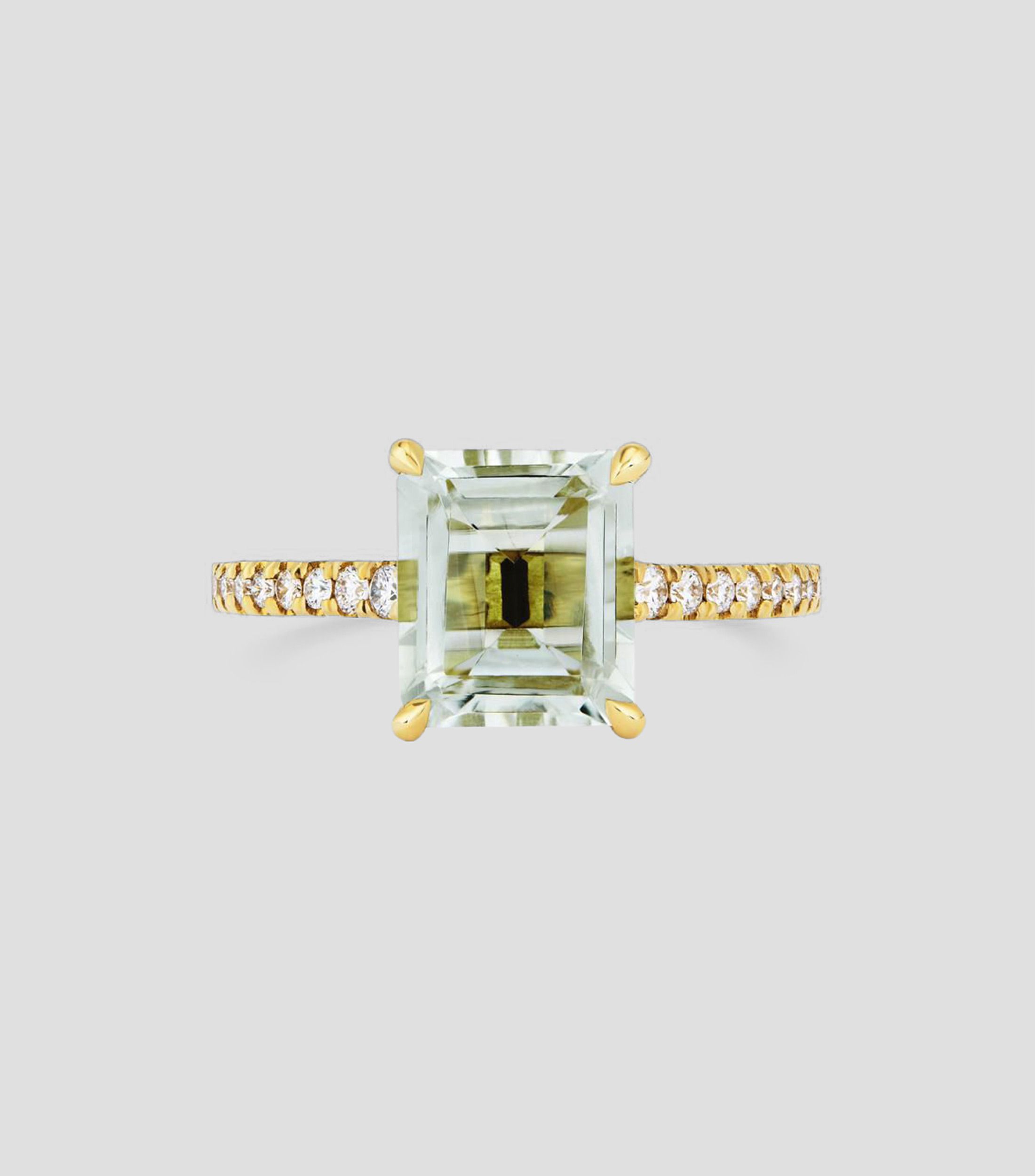 Anillo solitario en Oro amarillo de 18 Kilates con amatista y diamantes Mujer