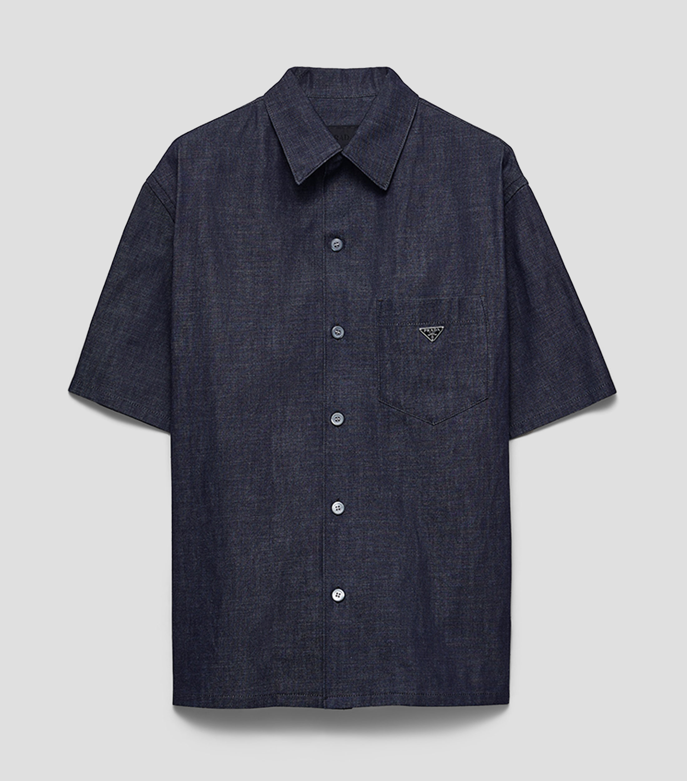 Camisa de mezclilla lisa con manga corta Hombre