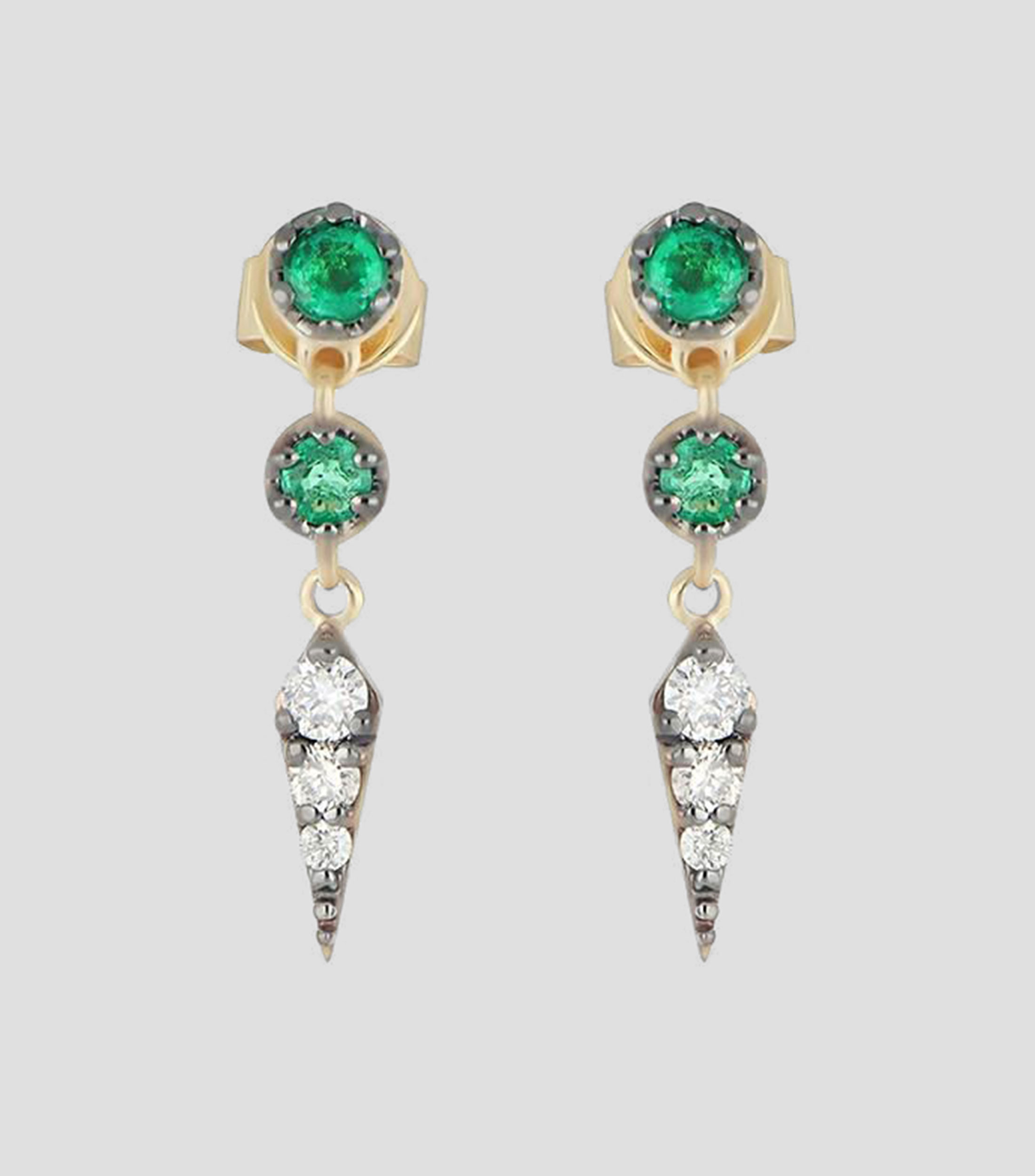 Aretes en oro amarillo 18 Kilates con Esmeralda y Diamantes Mujer