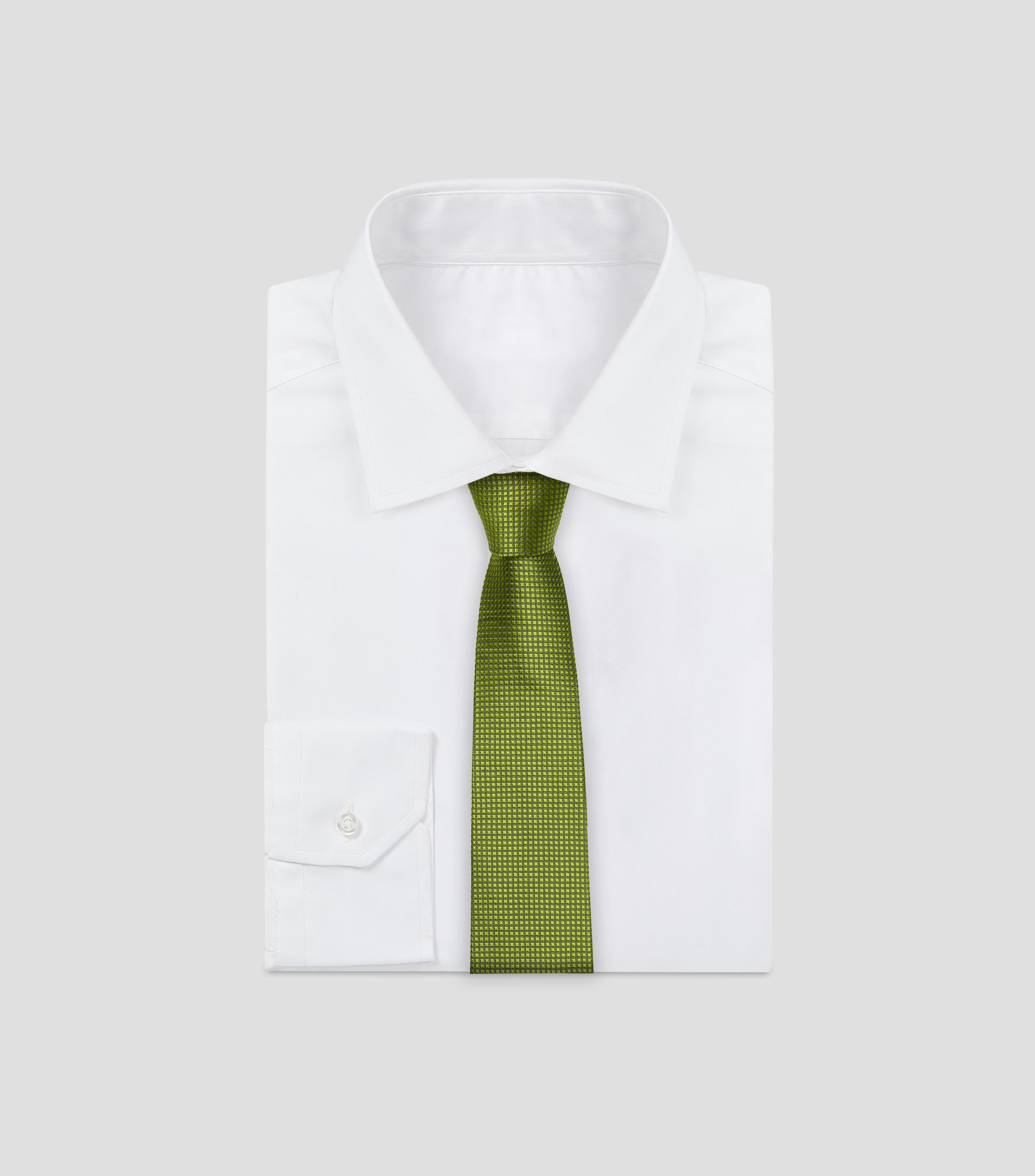 Corbata ancha en seda verde lisa Brera