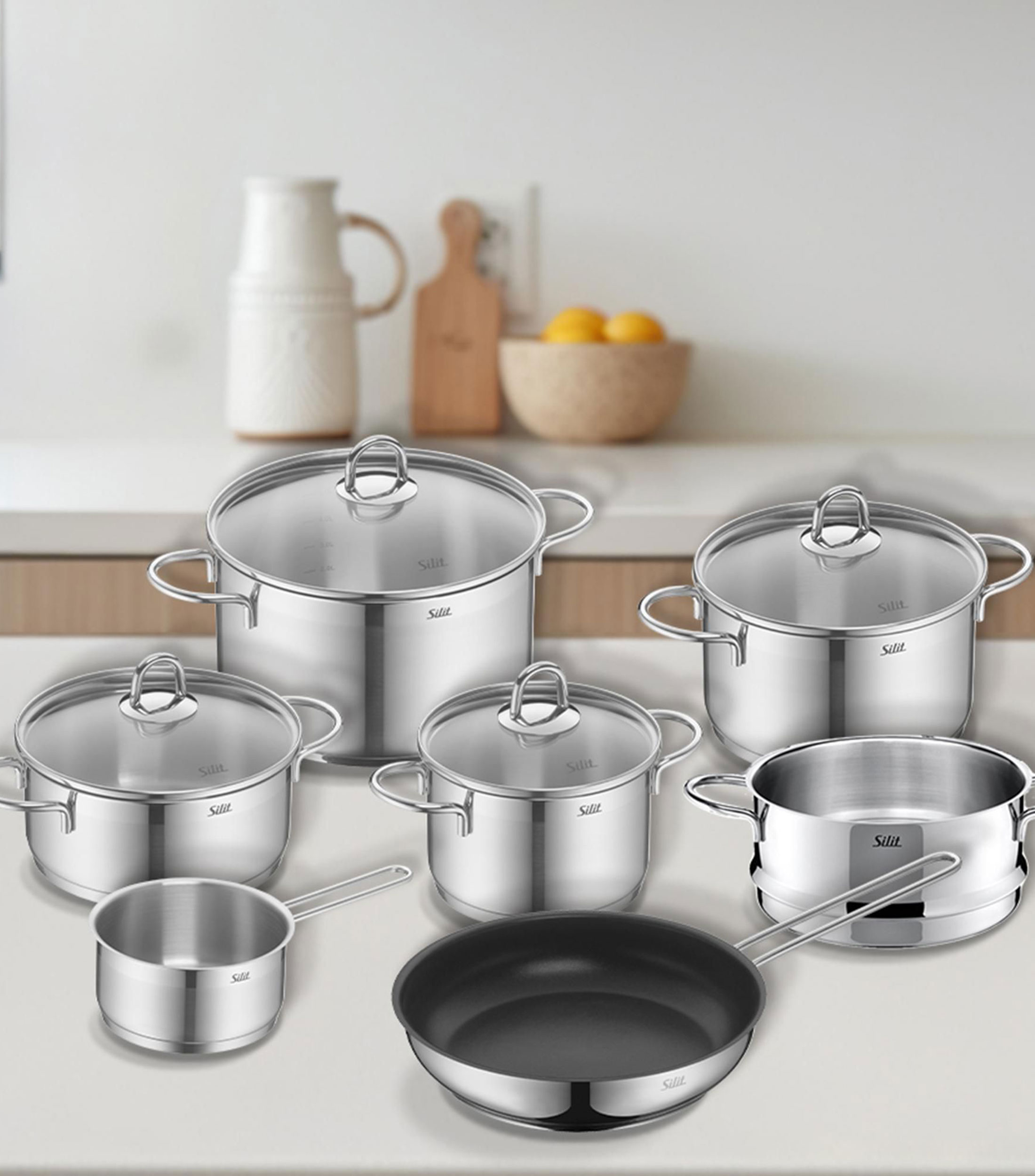Batería de cocina en acero inoxidable Diamant 7 piezas